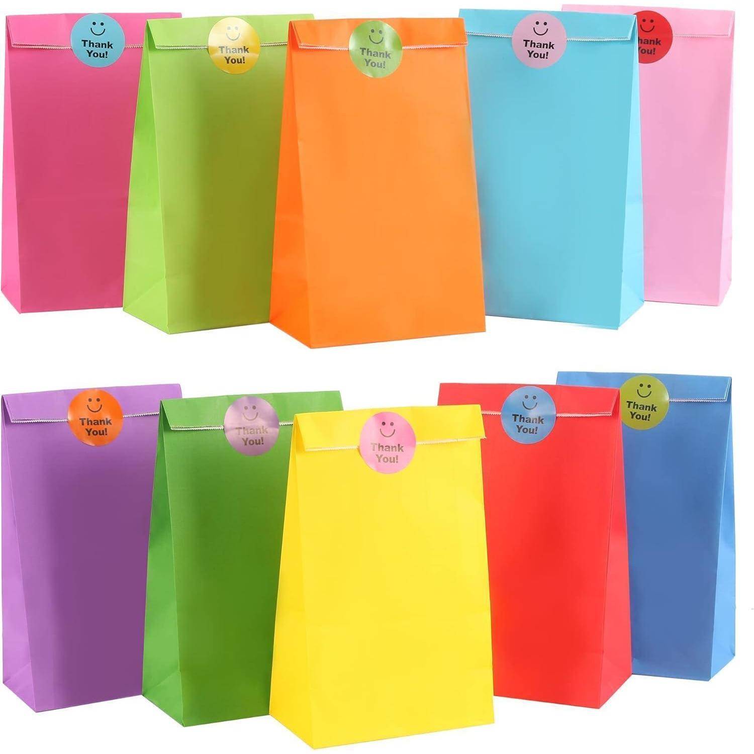 Kraftpapier Geschenktüten 20 Stück Bunt mit StickernWeihnachten