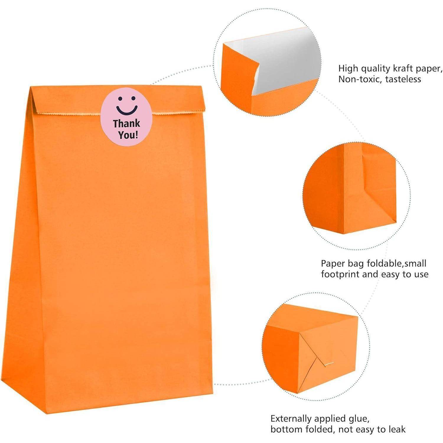 Orangefarbene Papiertüte mit 