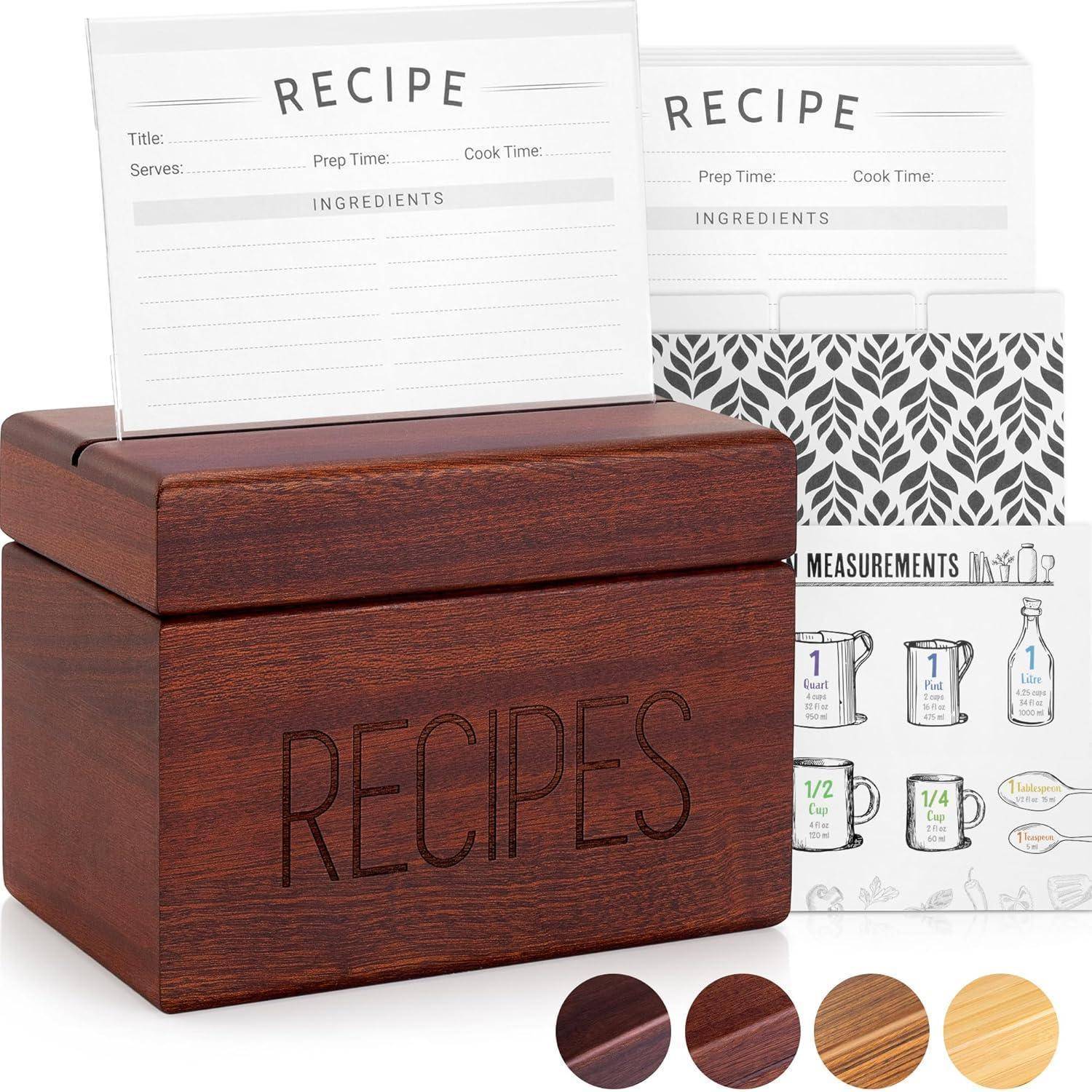 Rezeptbox Holz für 240 Rezeptkarten mit Blanko-Karten