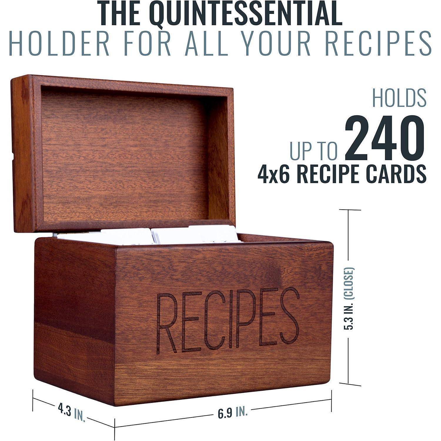 Rezeptbox Holz für 240 Rezeptkarten mit Blanko-Karten