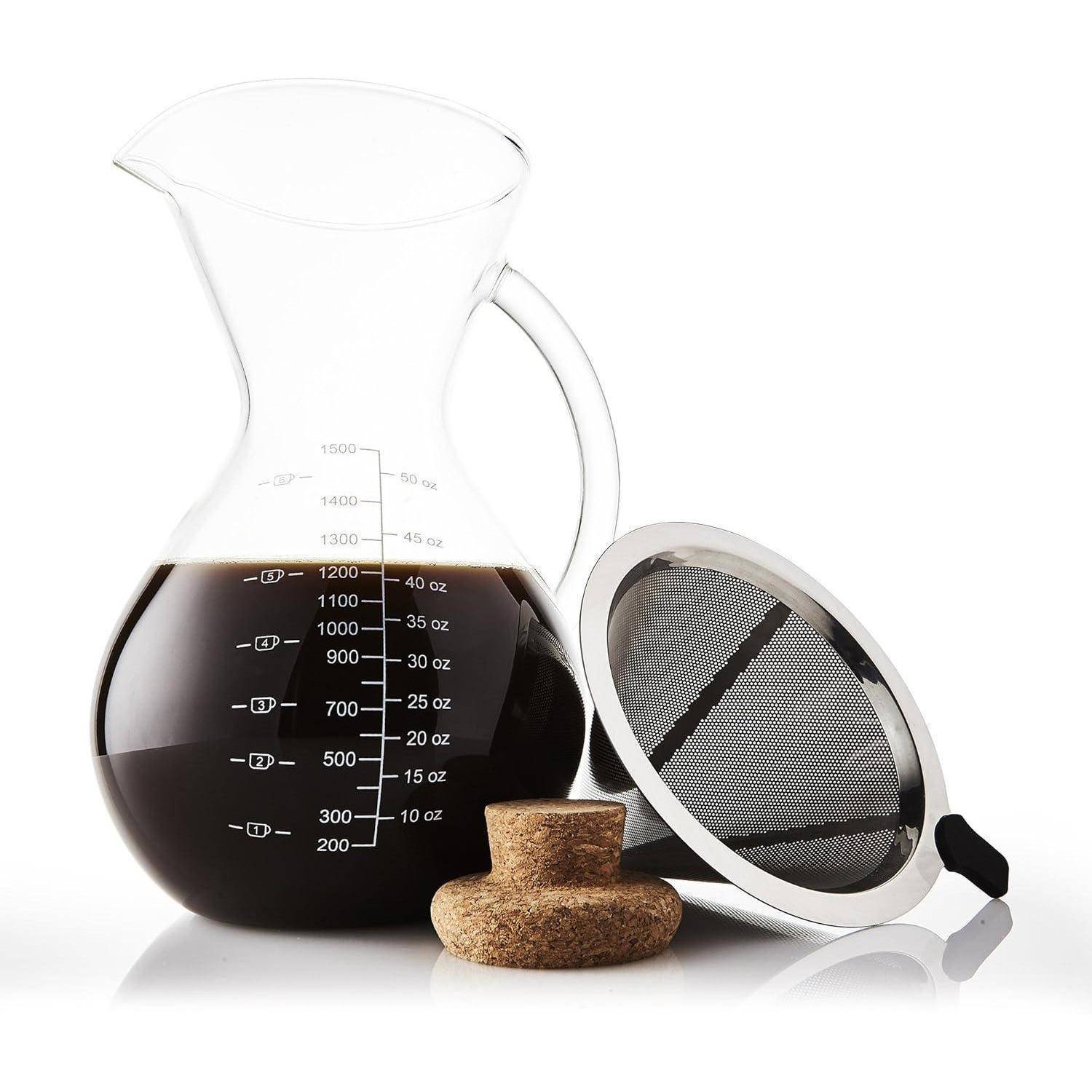 SultryBrew Pour Over Kaffeebereiter mit Glaskaraffe & Edelstahlfilter