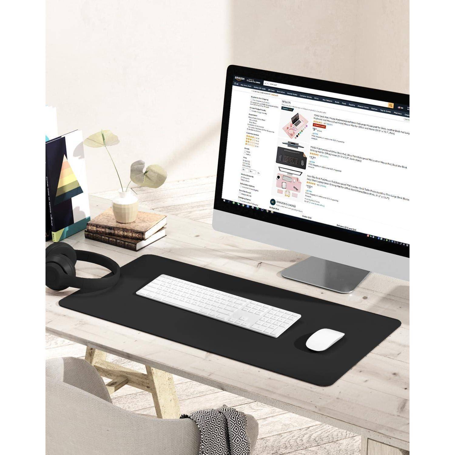 Schreibtischunterlage Mauspad Leder Wildleder rutschfest Büro 80x40cm