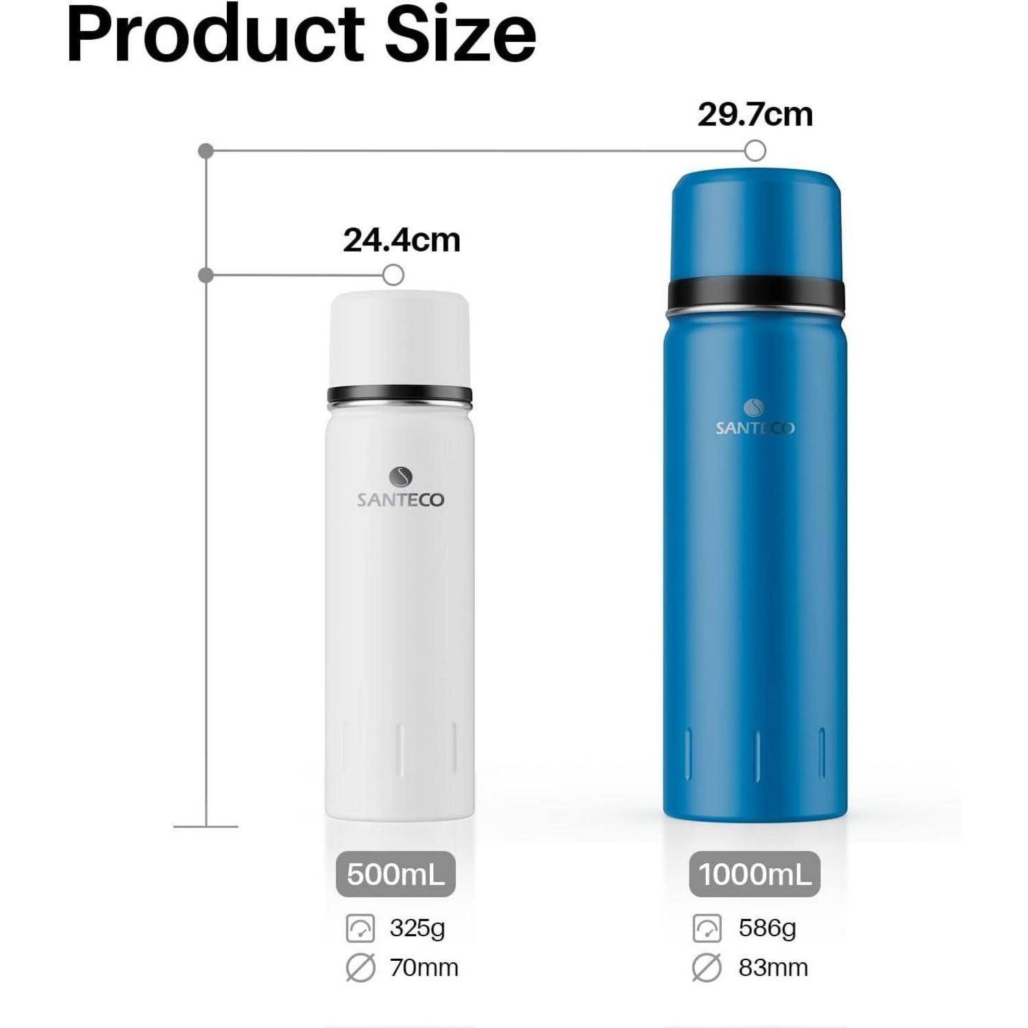 Thermoskanne 1l Edelstahl Auslaufsicher Trinkflasche Trinkbecher