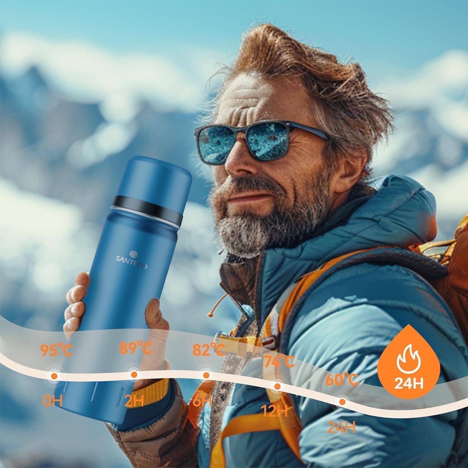 Thermoskanne 1l Edelstahl Auslaufsicher Trinkflasche Trinkbecher