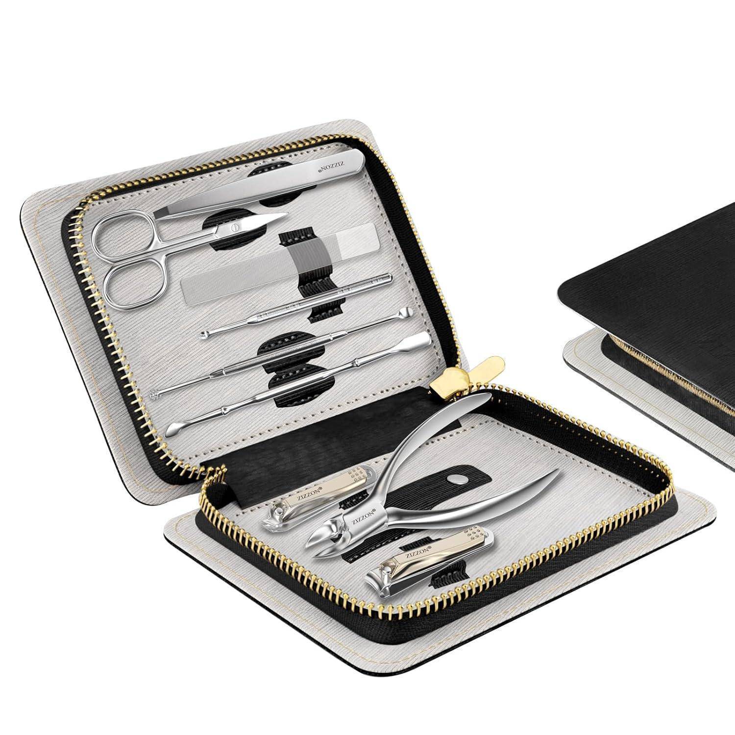 Maniküre-Set aus Edelstahl mit etui, 9-in-1 Pediküre- und