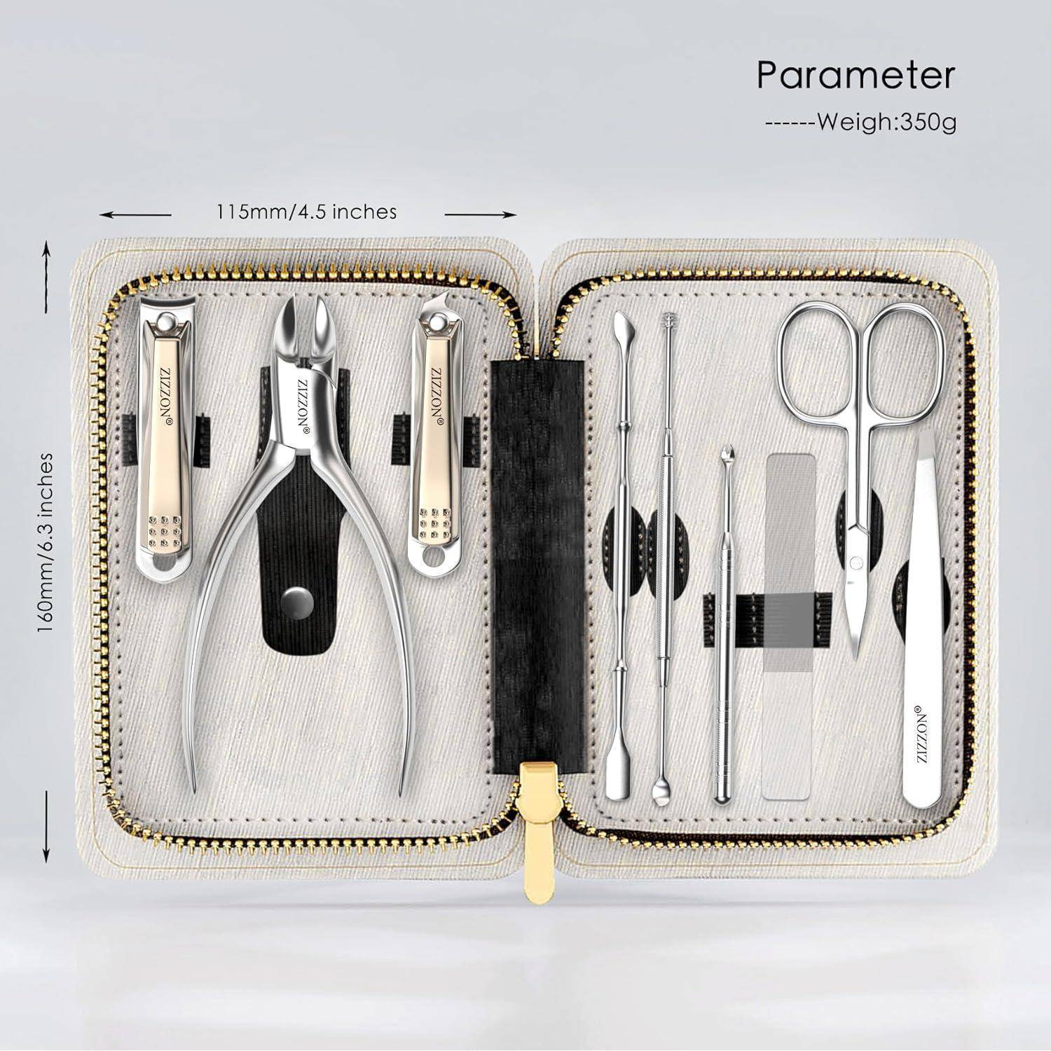 Maniküre-Set aus Edelstahl mit etui, 9-in-1 Pediküre- und