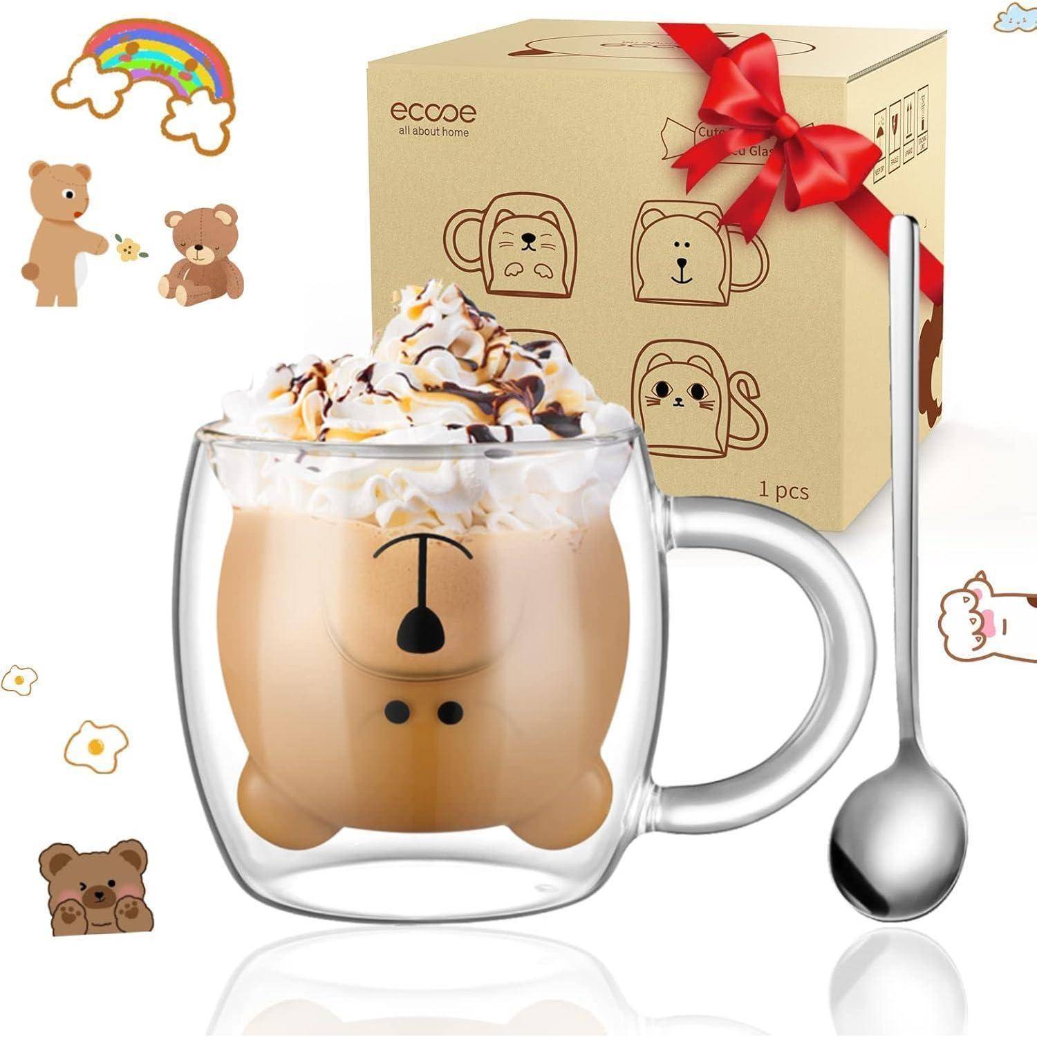 Süße Bär Doppelwandige Gläser 280ml Latte Macchiato Cappuccino Tasse