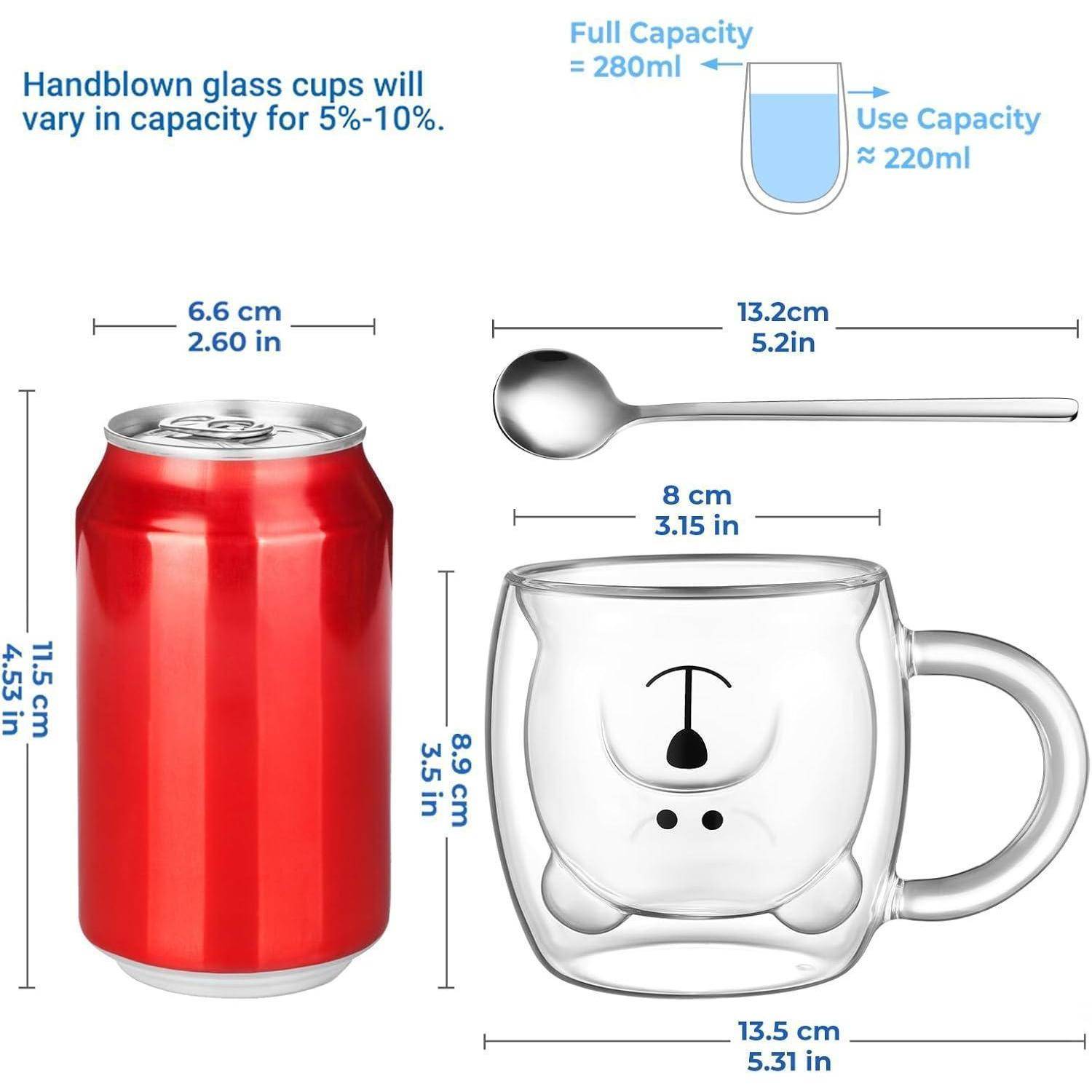 Süße Bär Doppelwandige Gläser 280ml Latte Macchiato Cappuccino Tasse