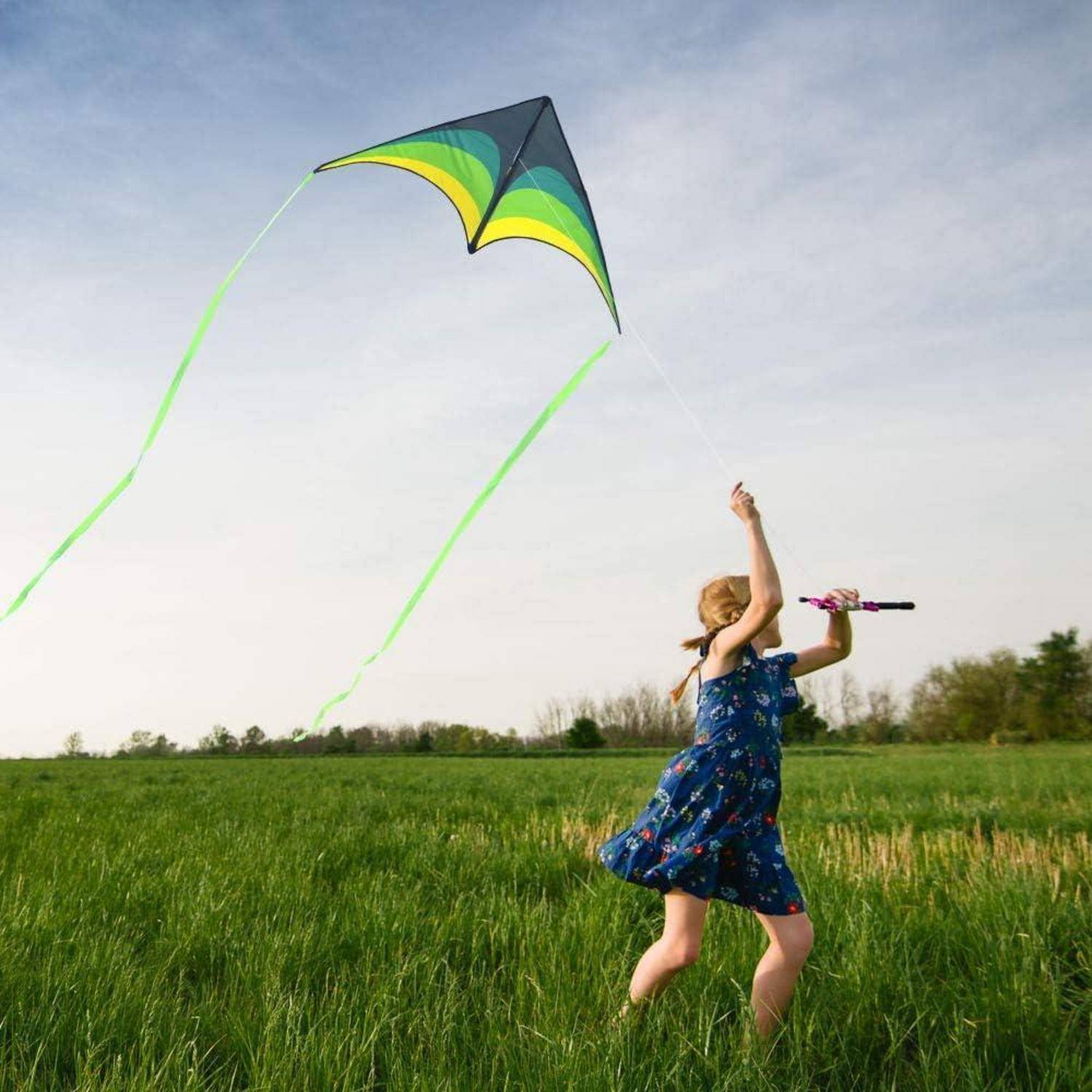 Delta Drachen Flugdrachen für Kinder und Erwachsene, 60'', Grün