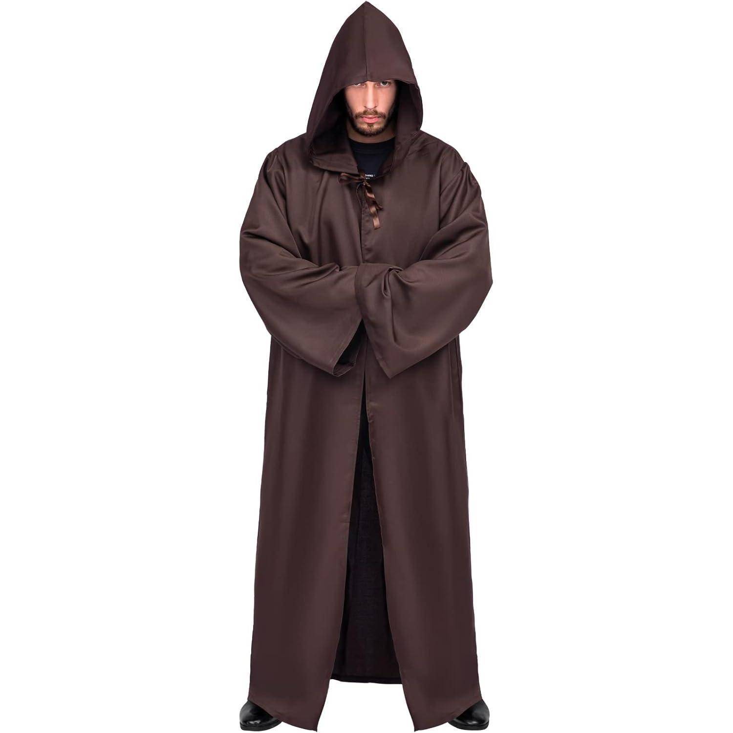 Umhang mit Kapuze Herren Robe Halloween Cape Karneval Fasching XL