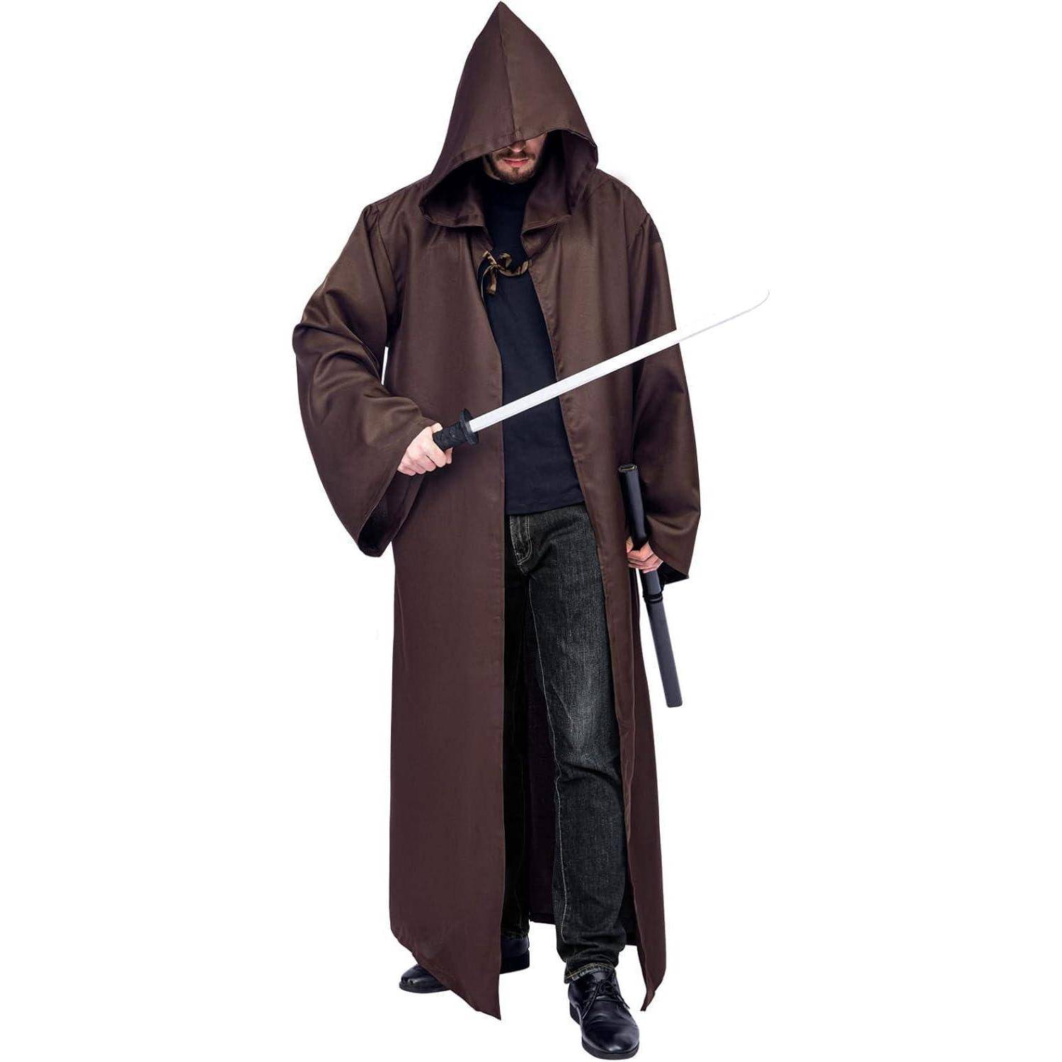 Umhang mit Kapuze Herren Robe Halloween Cape Karneval Fasching XL