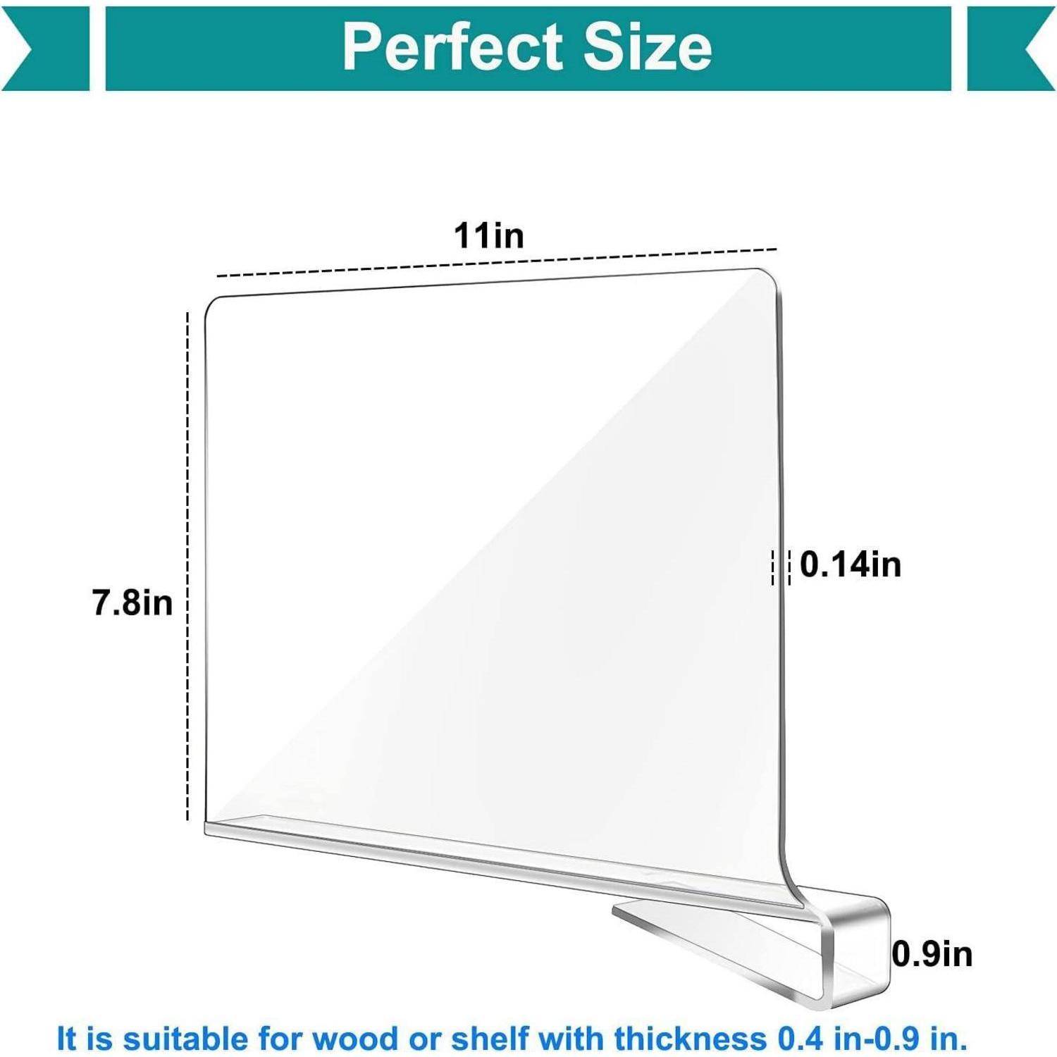6 Stück Transparente Acryl Regalteiler, verstellbarer