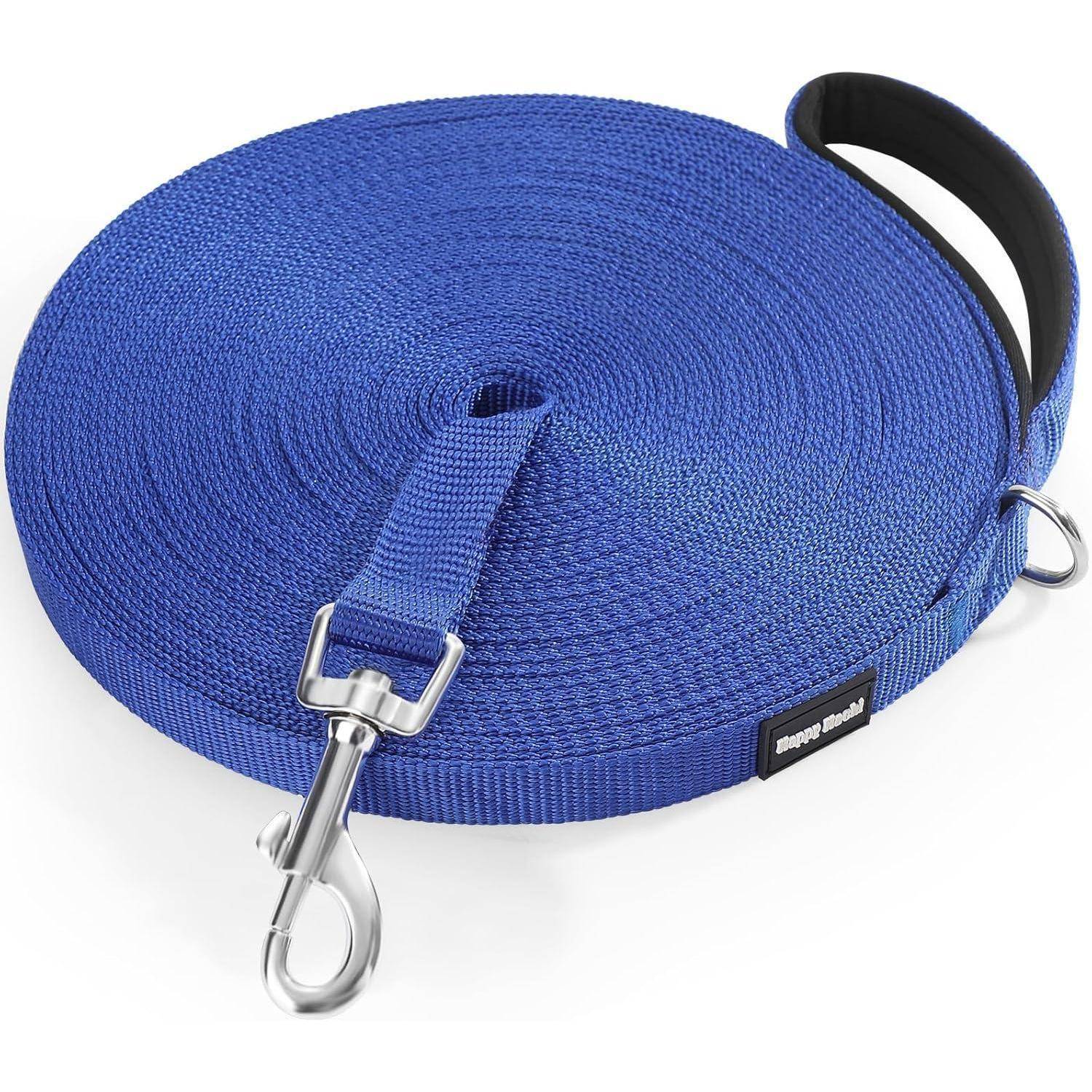 Schleppleine Hund Nylon 10m D-Karabiner Wetterfest Blau
