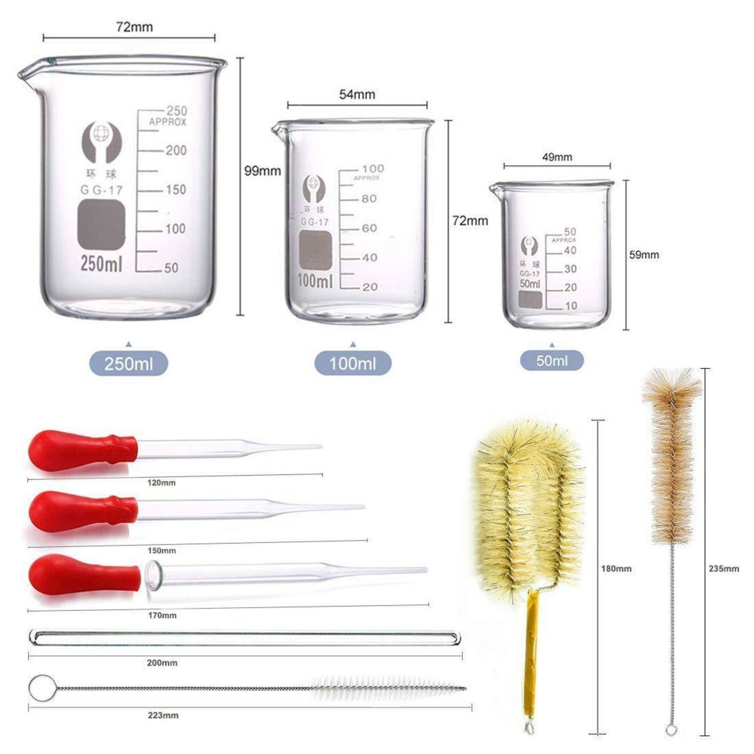 Borosilikatglas Bechergläser Set 3 Stück Graduierten Becherglas 50ml