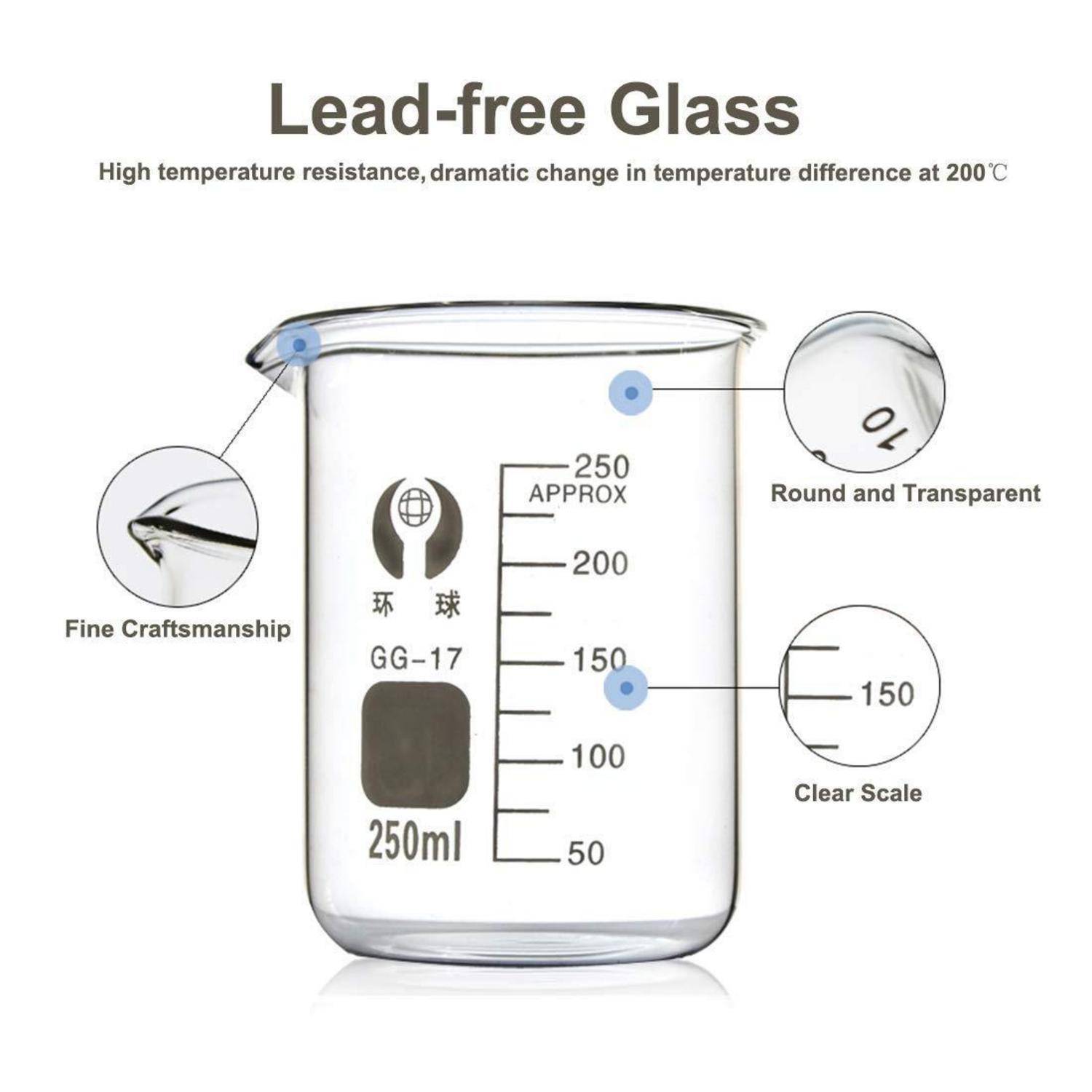 Borosilikatglas Bechergläser Set 3 Stück Graduierten Becherglas 50ml