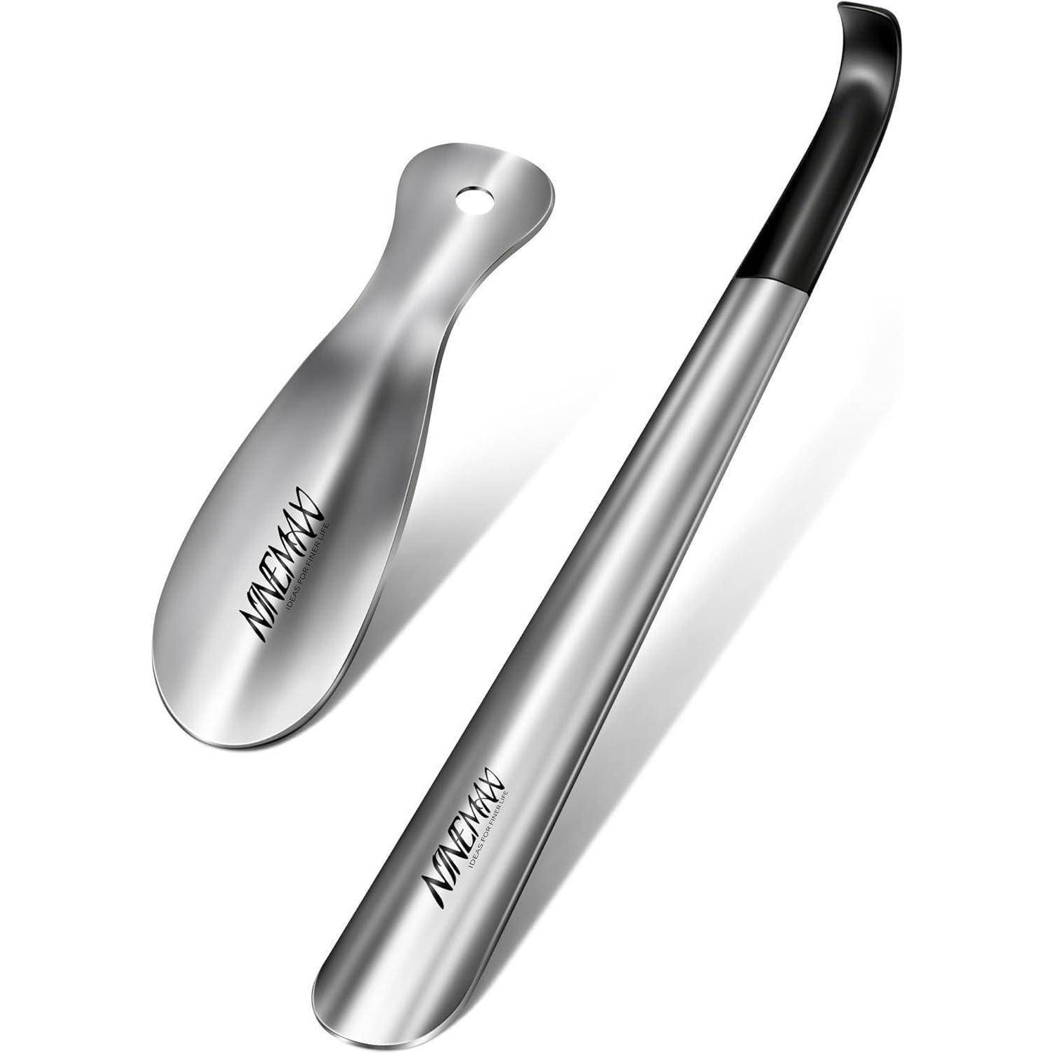 Schuhlöffel Metall 42cm und Reise Mini 19cm, 2er Pack