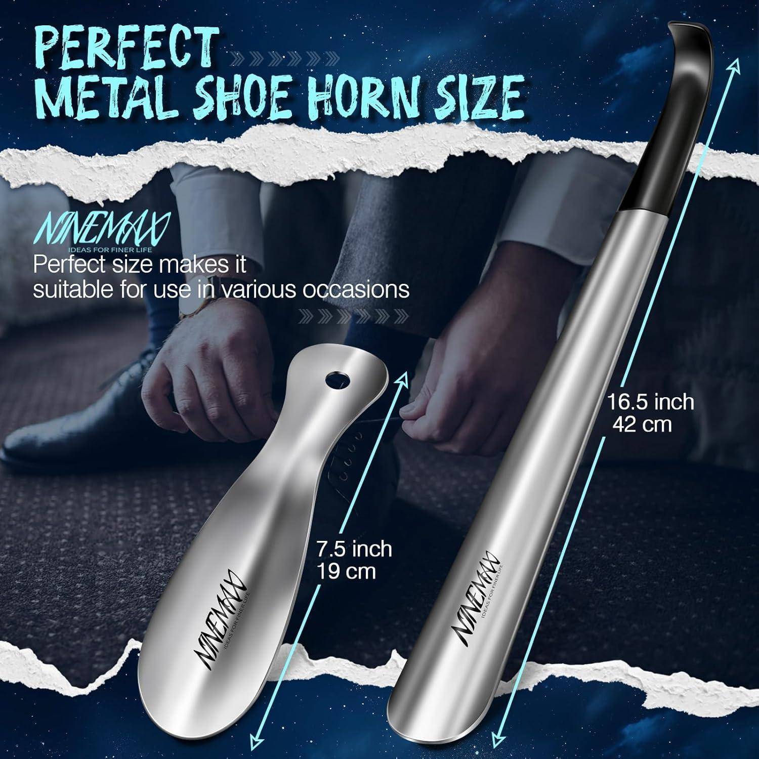 Schuhlöffel Metall 42cm und Reise Mini 19cm, 2er Pack
