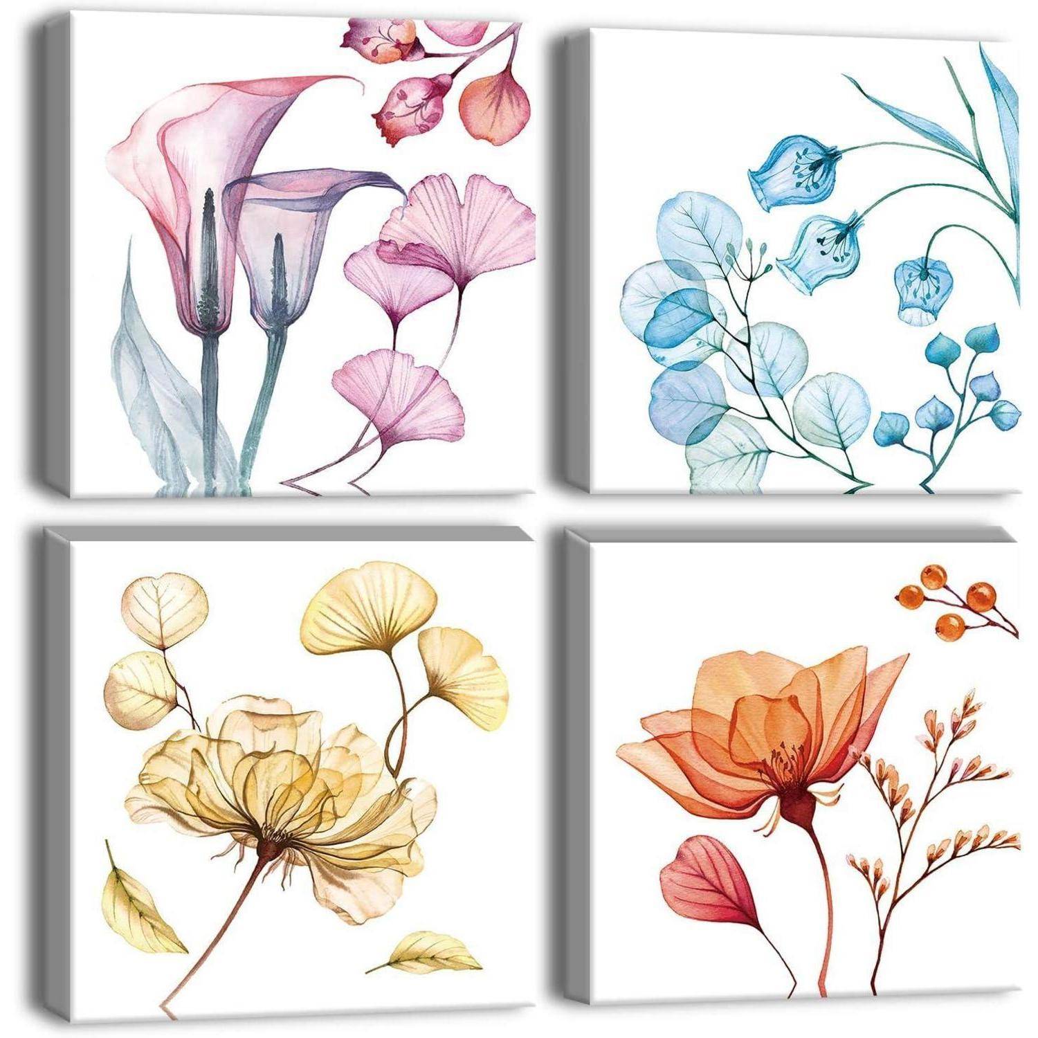 Wandbild Weiche Blume 4-teilig Leinwand
