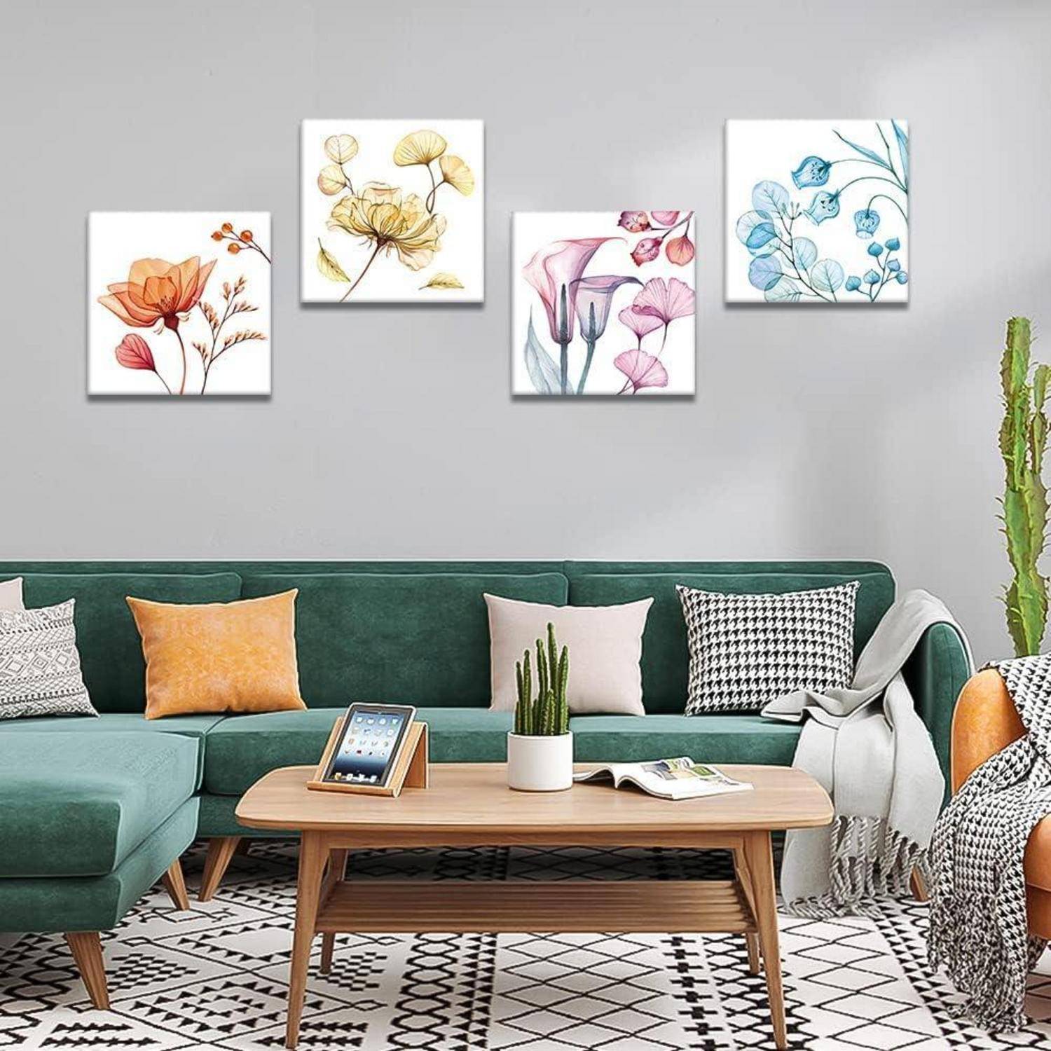 Wandbild Weiche Blume 4-teilig Leinwand