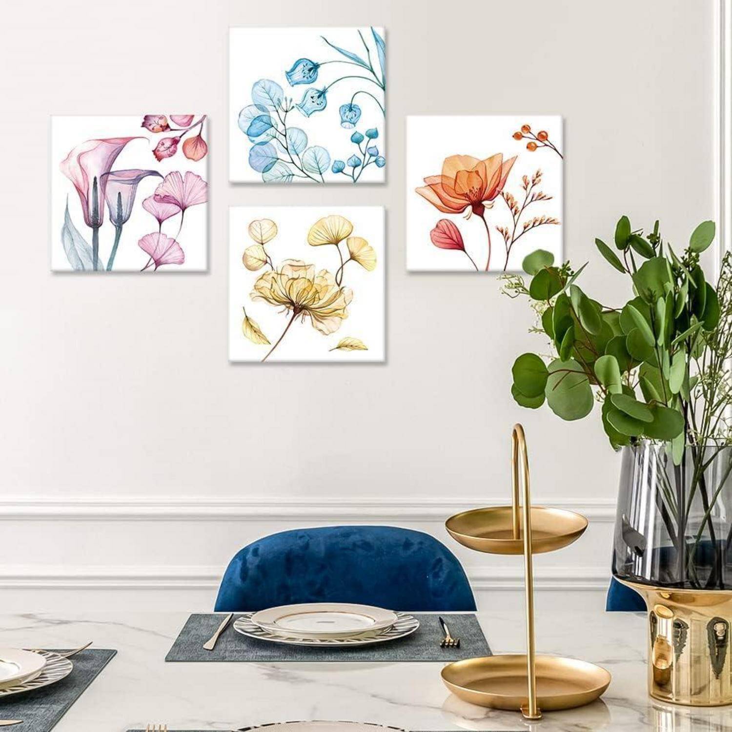 Wandbild Weiche Blume 4-teilig Leinwand
