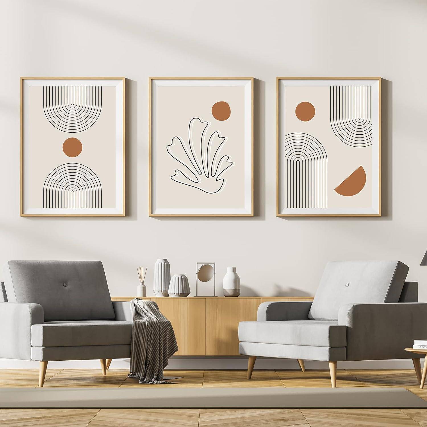 Leinwandbilder Abstrakt Boho Wohnzimmer 3PCS-60x90cm Geometrie 2