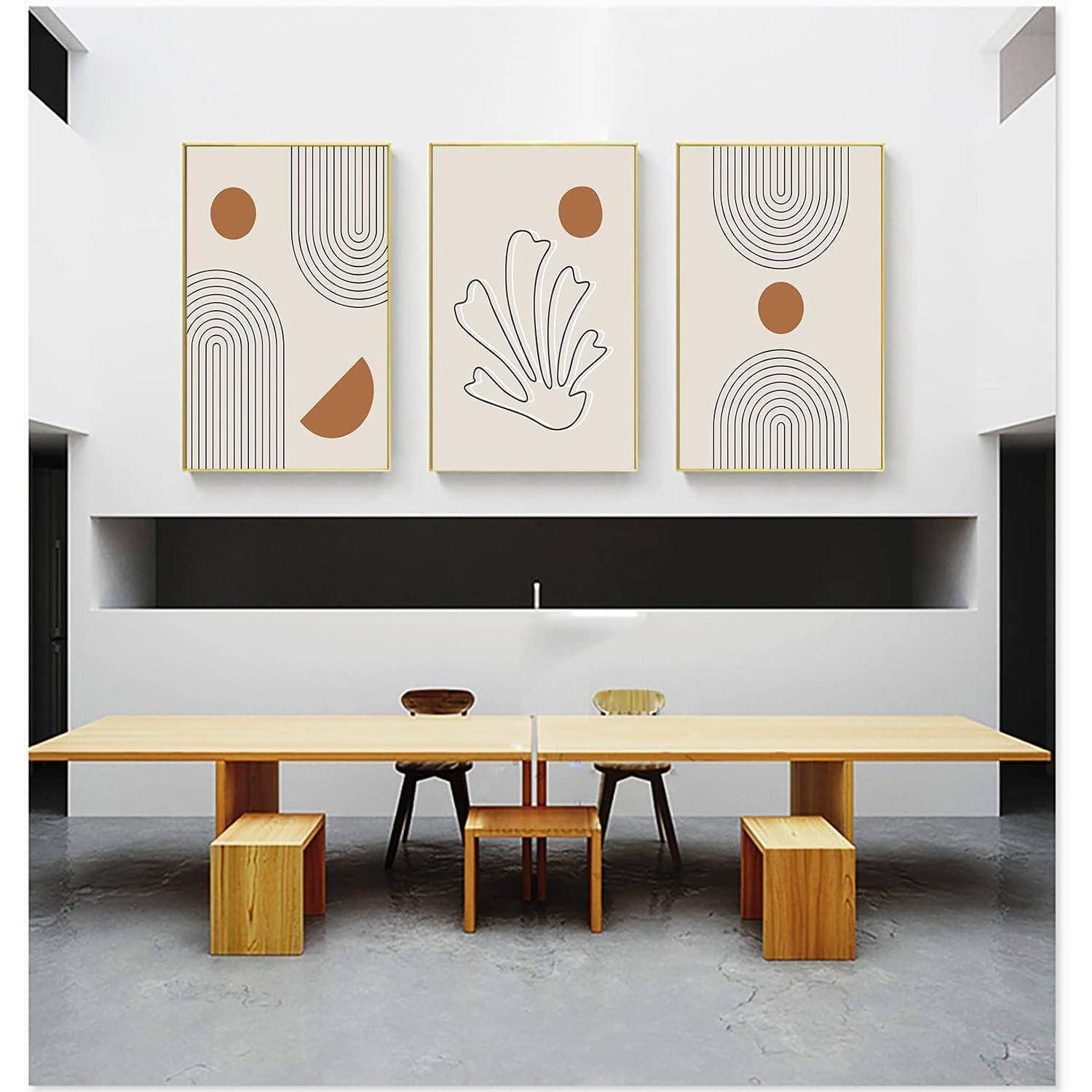 Leinwandbilder Abstrakt Boho Wohnzimmer 3PCS-60x90cm Geometrie 2