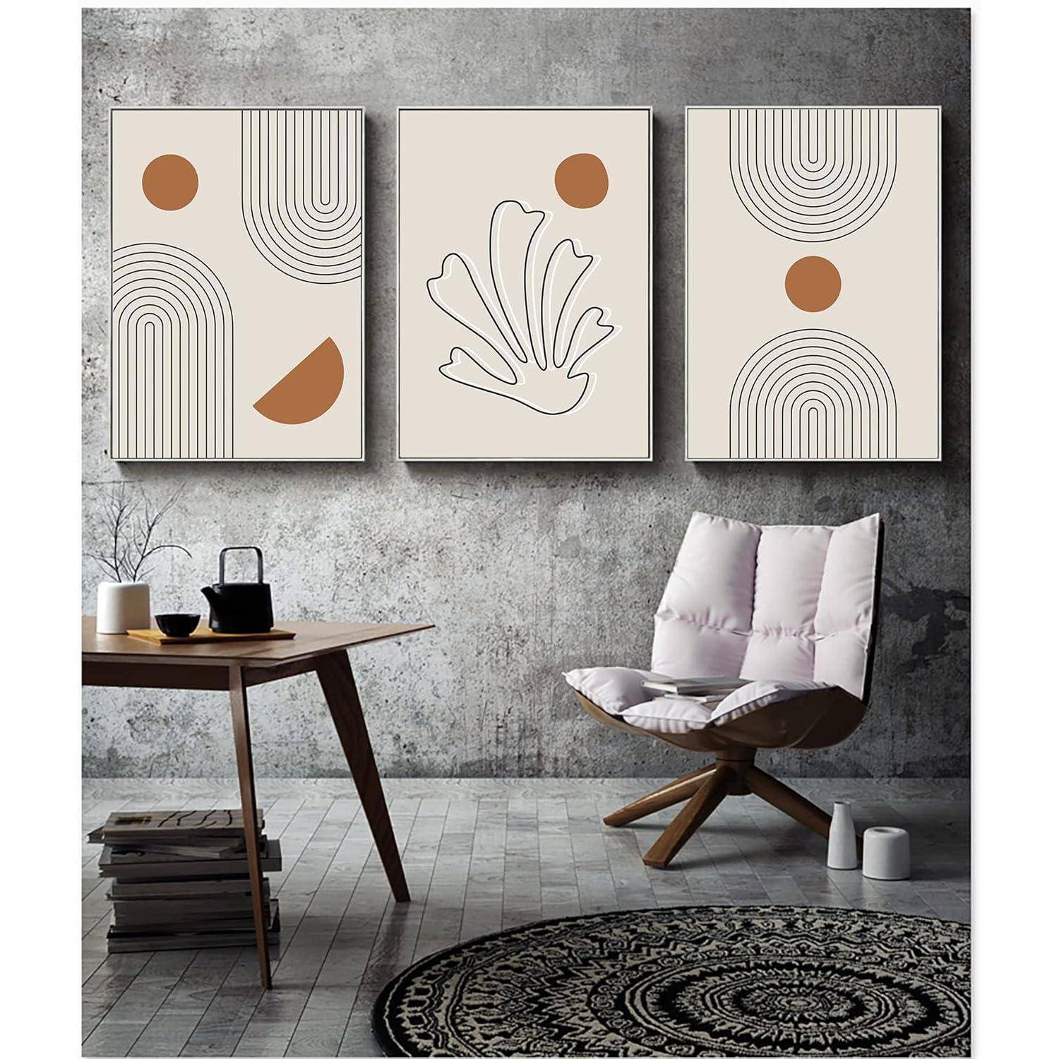 Leinwandbilder Abstrakt Boho Wohnzimmer 3PCS-60x90cm Geometrie 2