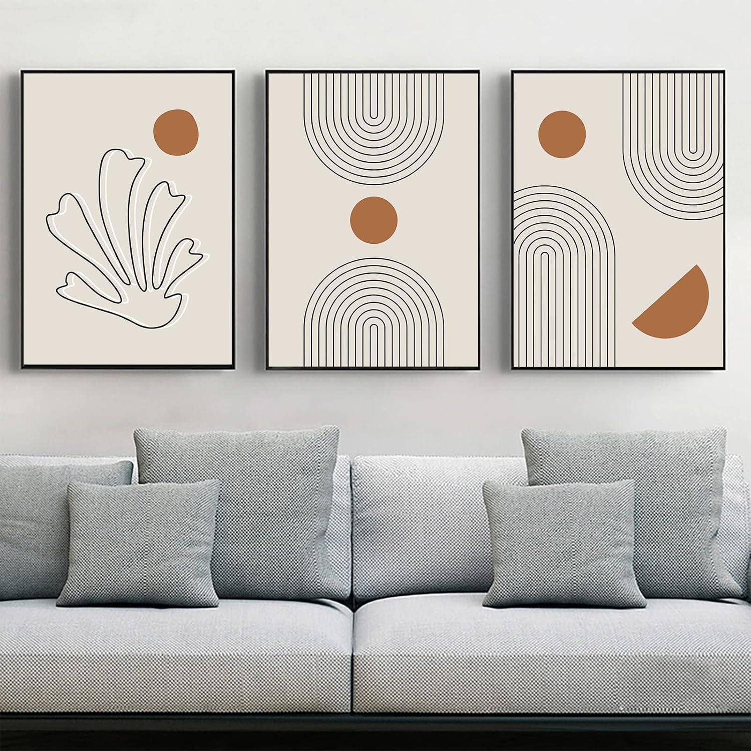 Leinwandbilder Abstrakt Boho Wohnzimmer 3PCS-60x90cm Geometrie 2