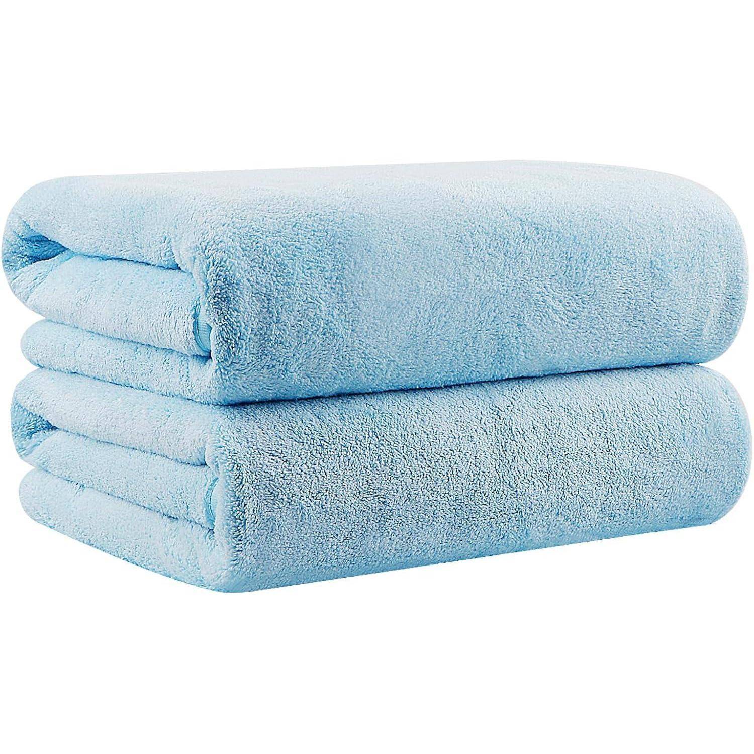 Badetuch Set 68x137cm Blau Mikrofaser saugfähig schnell trocknend Gym