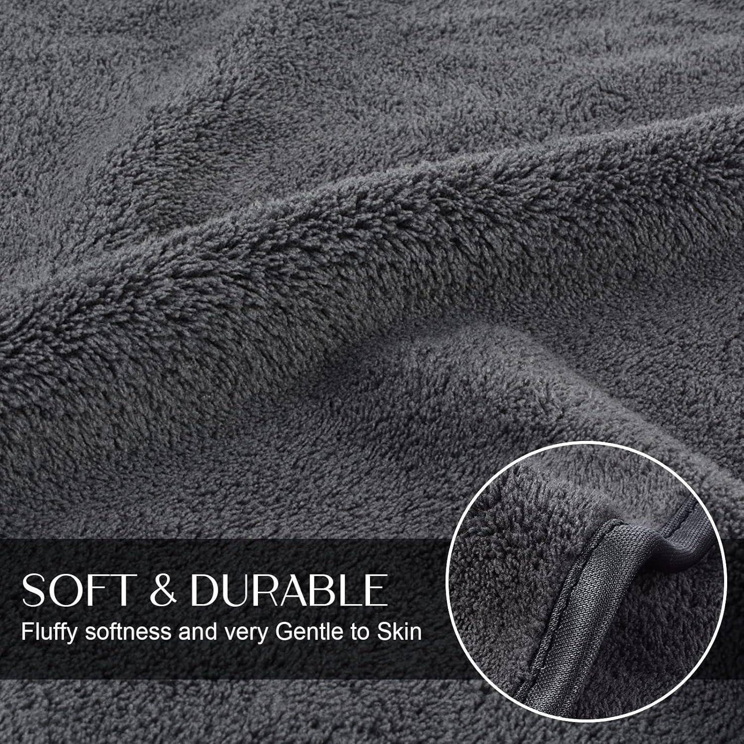 4er Pack Mikrofaser Handtuch Haare Saugstark Weich 40x76cm Dunkelgrau