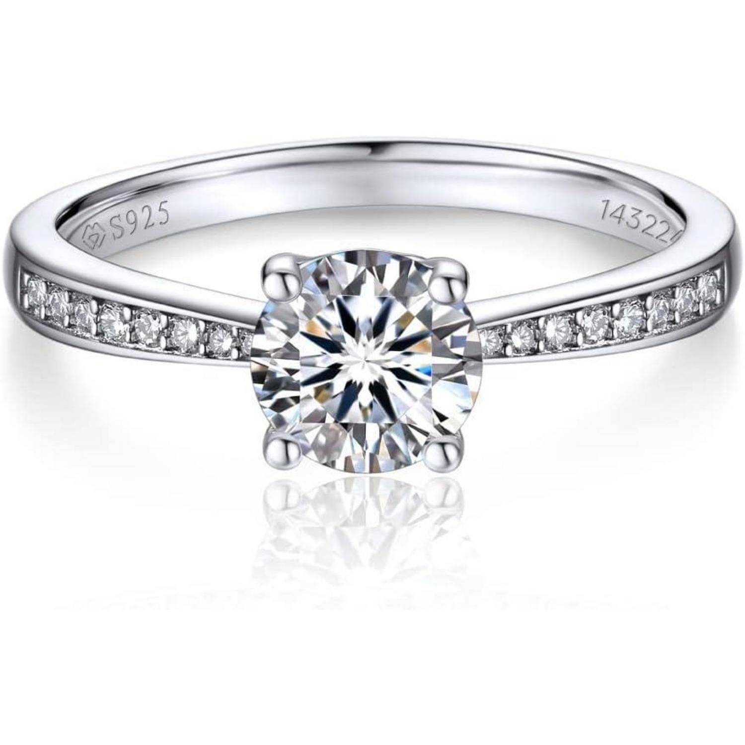 Verlobungsring Damen 1 Karat Moissanite Diamant Ring 925 Sterling