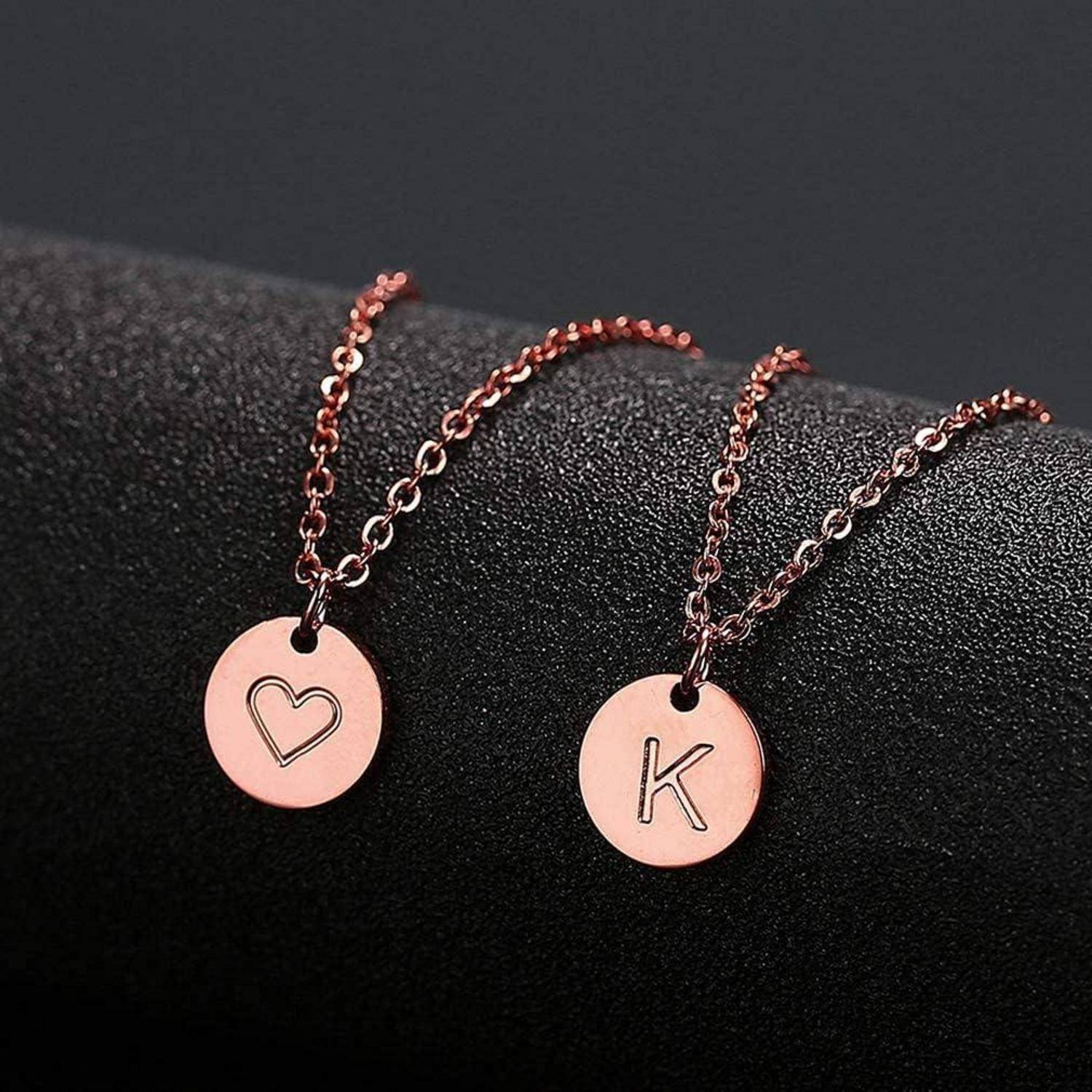 Damen Initiale Buchstaben Kette Anhänger Gold Rosegold Silber Herz