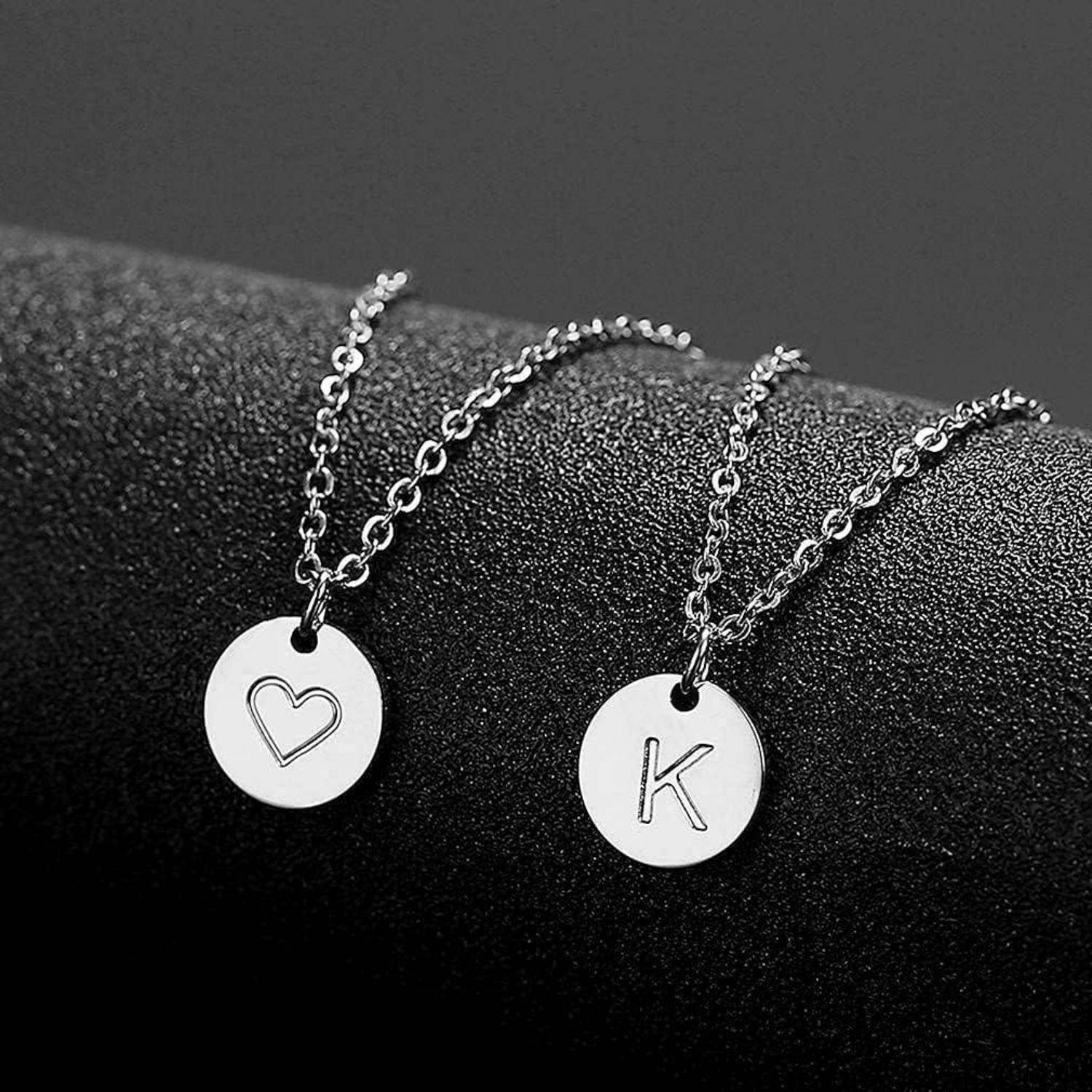 Damen Initialen Kette Buchstaben Anhänger Gold/Rosegold/Silber Herzen