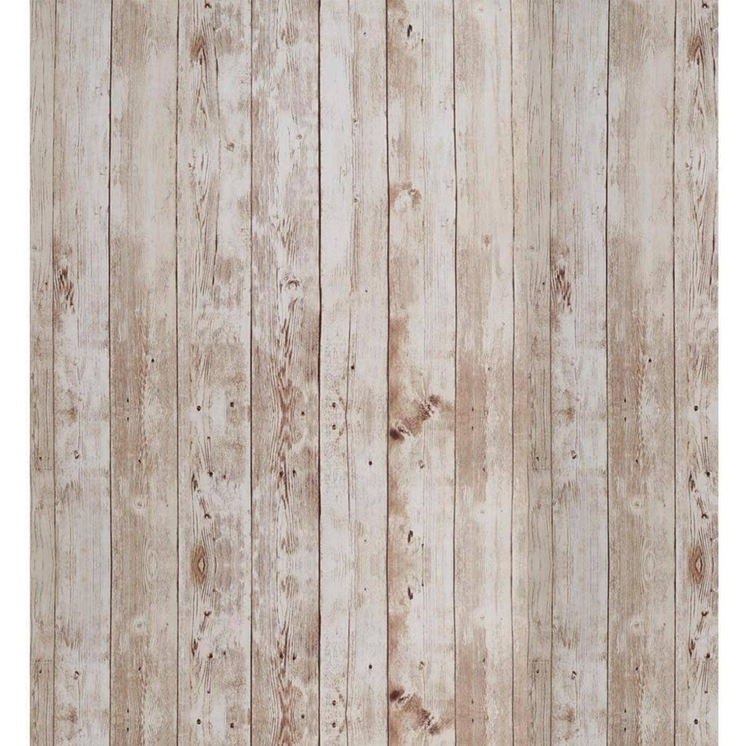 Verwitterte Holzbretter mit einem hellen, natürlichen Finish sind vertikal angeordnet und präsentieren eine rustikale Textur mit subtilen Farbvariationen.