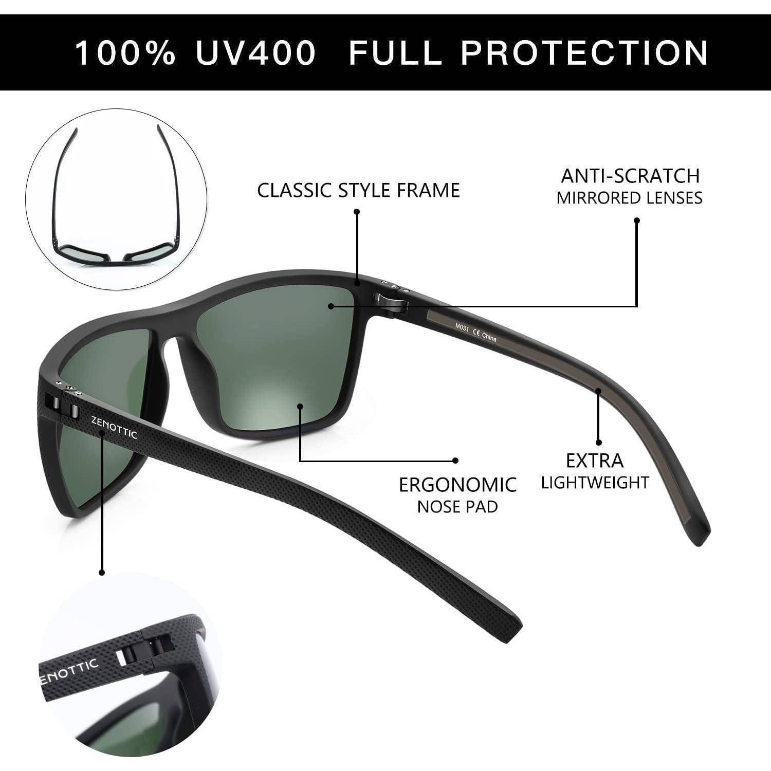 Sonnenbrille Herren Polarisiert TR90 Rahmen UV400 Schutz Grün Linse