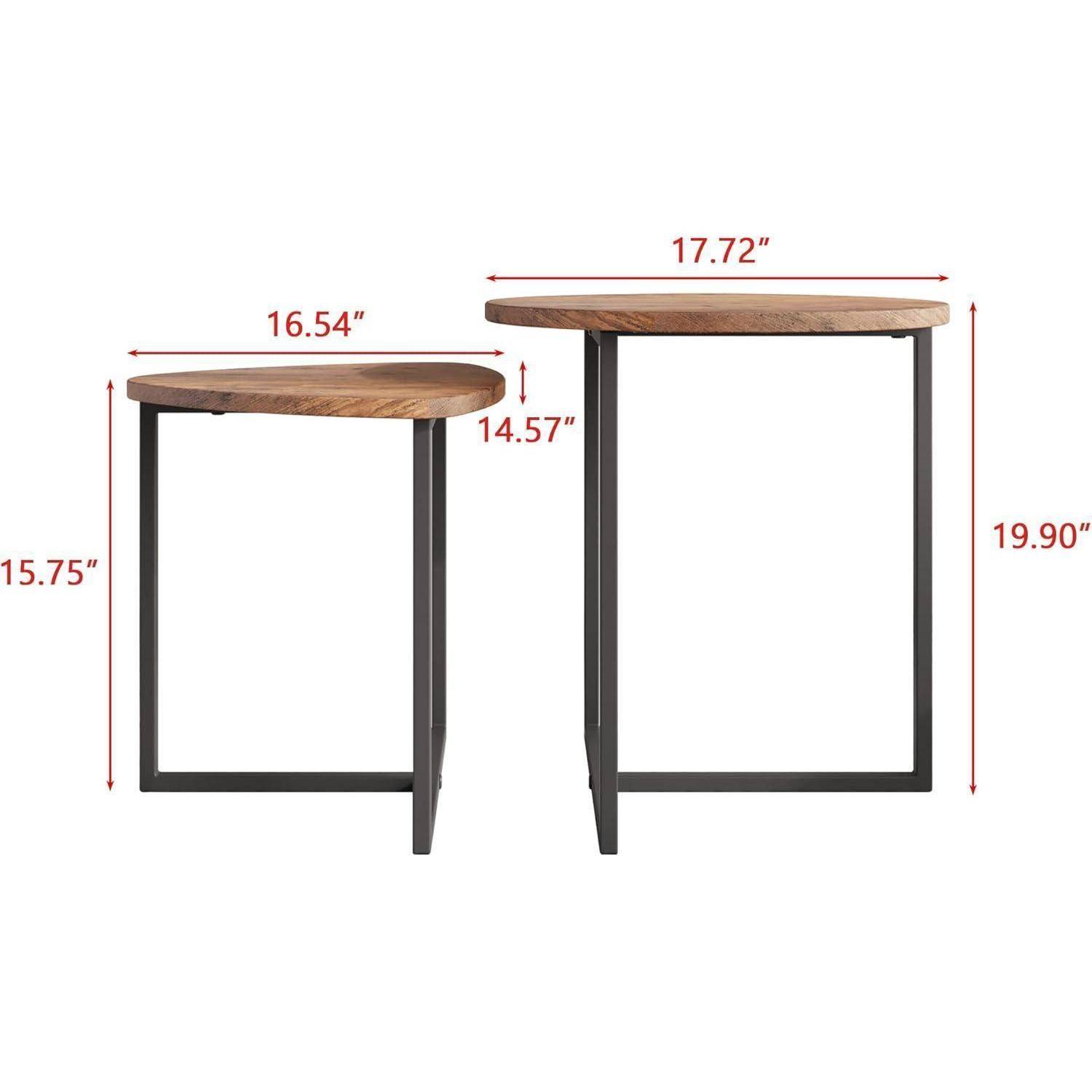 Runder Couchtisch 2er-Set kleiner Wohnzimmertisch Holzoptik