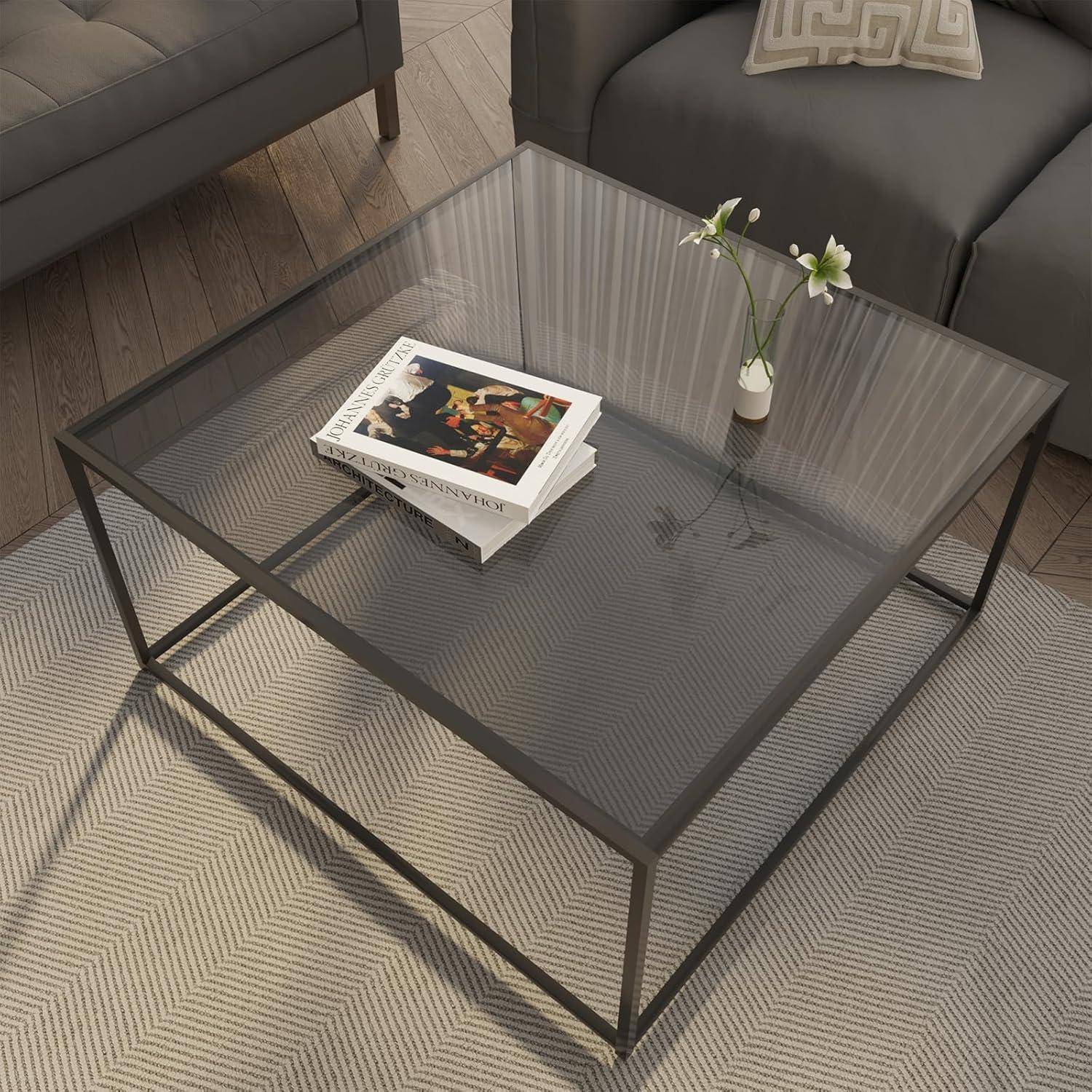 Runder Couchtisch Glastisch Schwarz 4 mm Metallgestell 45x70 cm