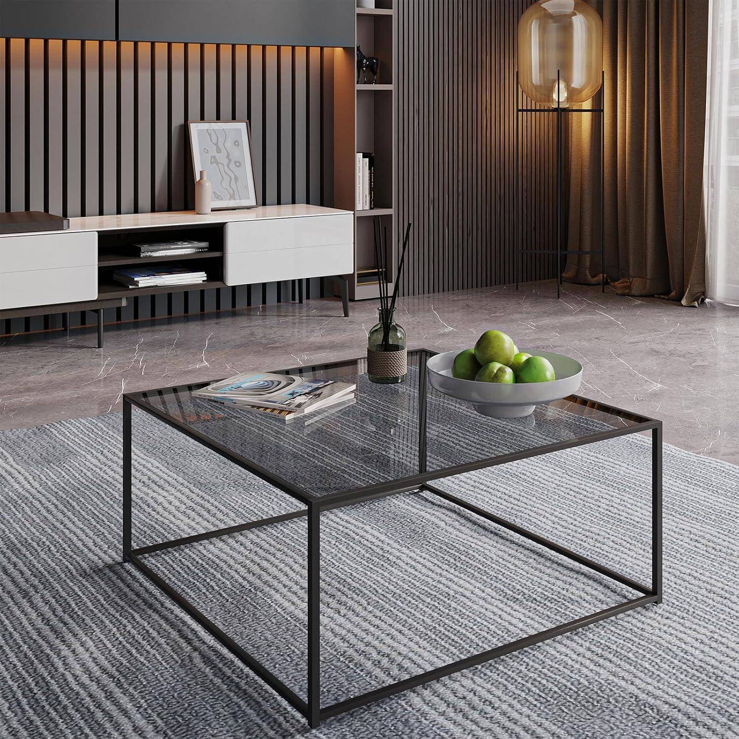 Runder Couchtisch Glastisch Schwarz 4 mm Metallgestell 45x70 cm