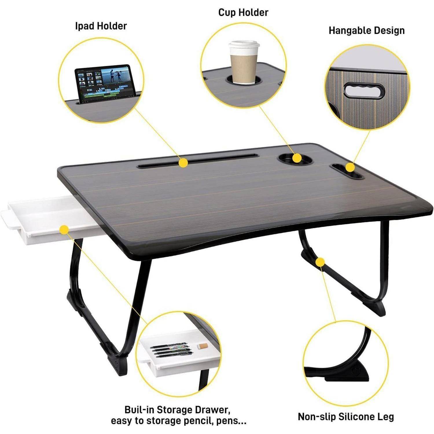 Laptoptisch Klappbar Laptop Betttisch Schwarz 60 x 40 cm