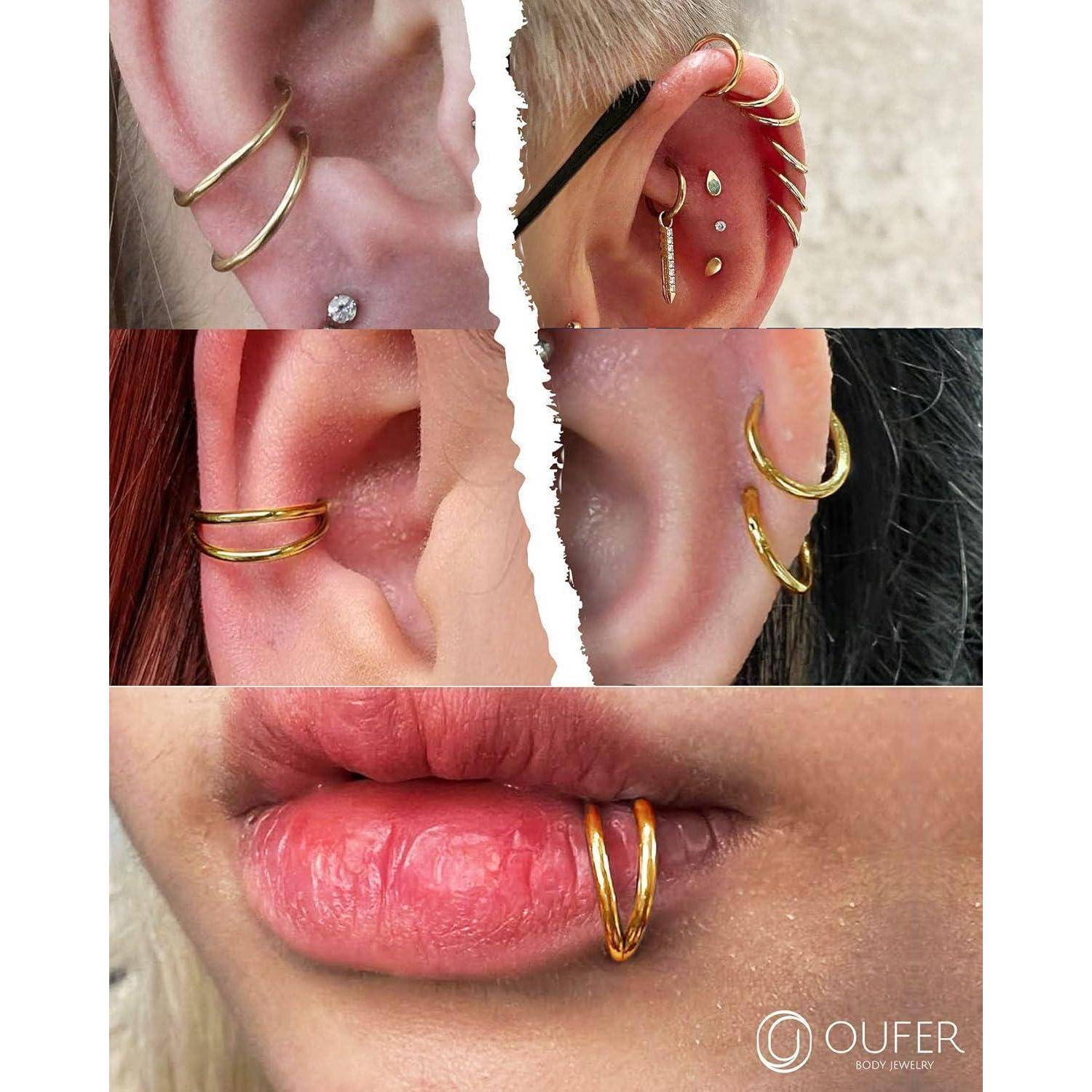16G 2er Set Piercings Helix Silber Chirurgenstahl Rook Tragus Conch
