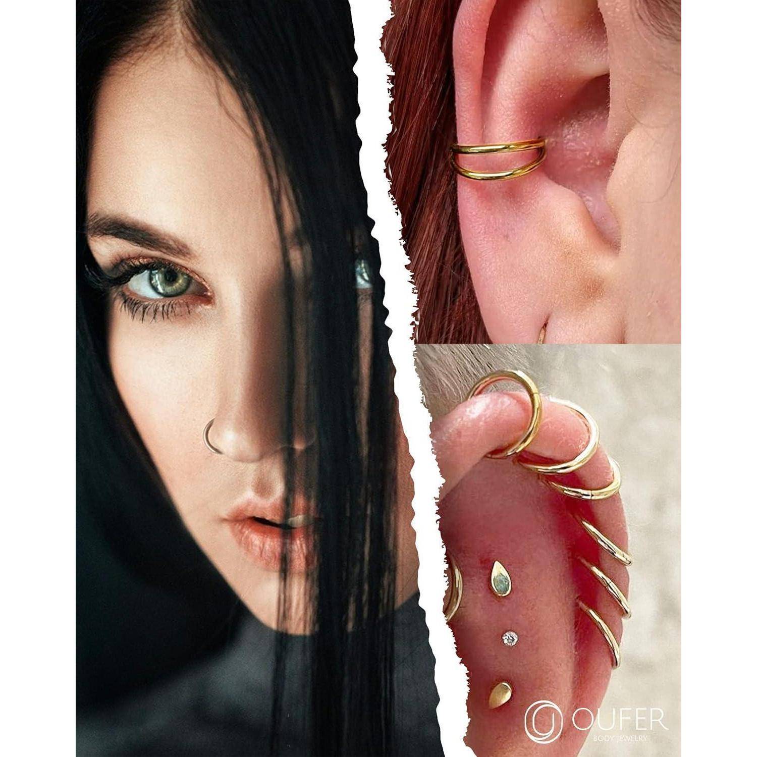16G 2er Set Piercings Helix Silber Chirurgenstahl Rook Tragus Conch