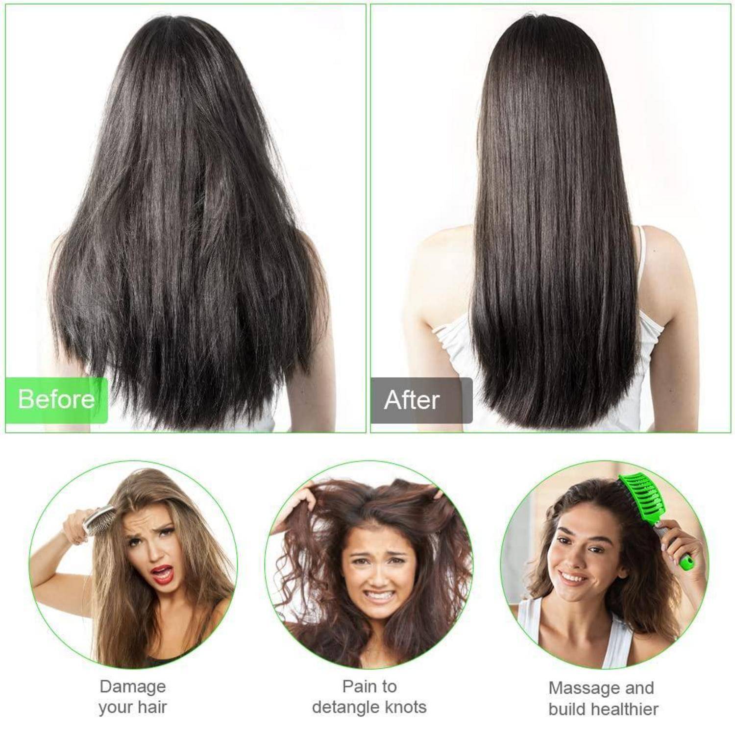 Profi Entwirrungsbürste mit Wildschweinborsten für Locken & lange