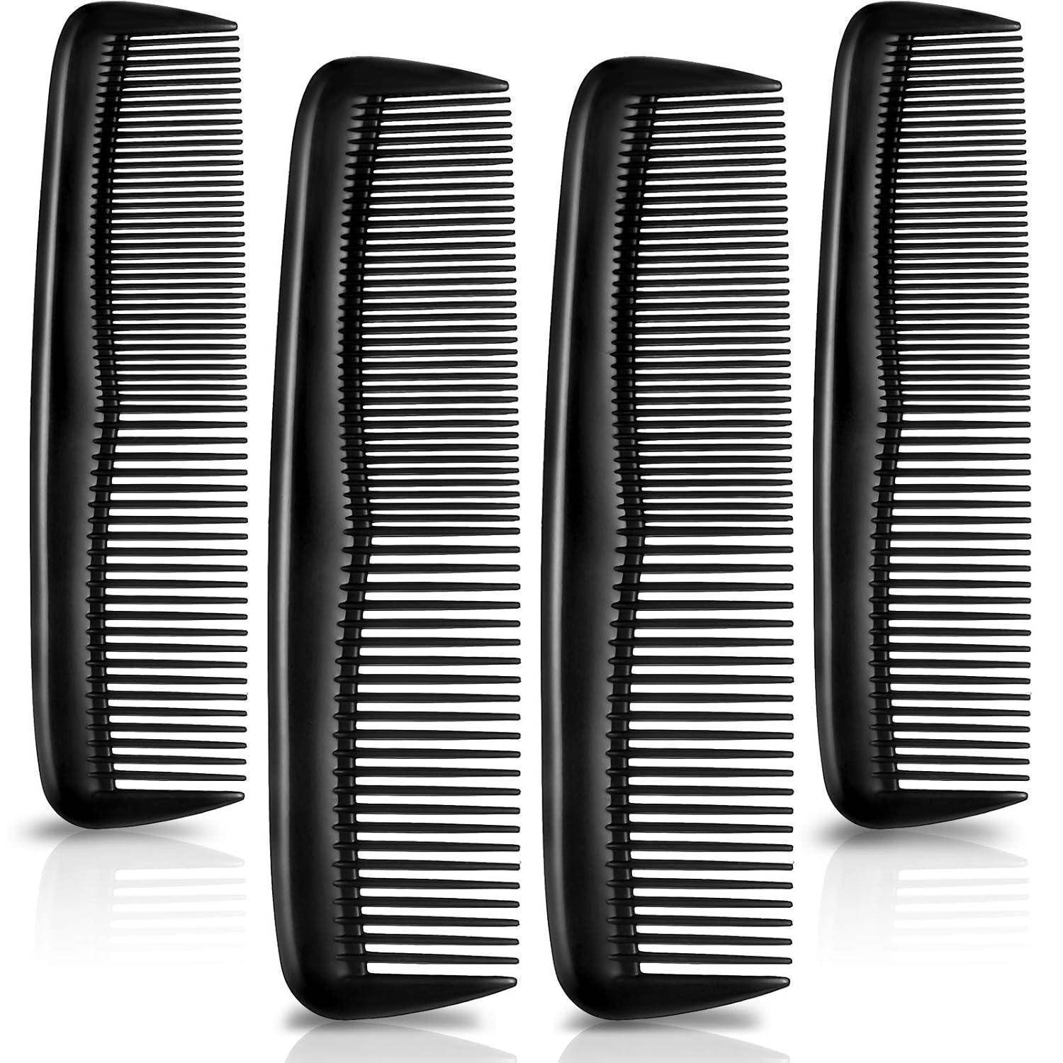 4 Stück Schwarz Kunststoff Haarkämme Friseur Schneidekämme zur