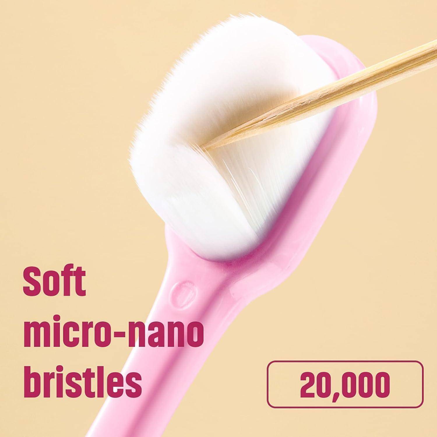 4er Set Extra Weiche Mikro-Nano Zahnbürsten Blau Rosa - 20.000 Weiche