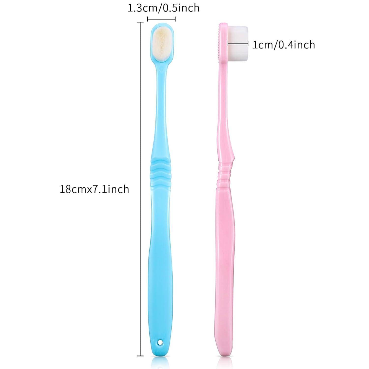 4er Set Extra Weiche Mikro-Nano Zahnbürsten Blau Rosa - 20.000 Weiche