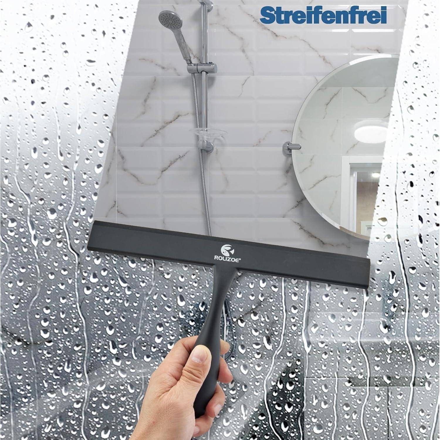 Duschabzieher Silikon mit Halterung 27.9cm Anti-Rost Abzieher Dusche
