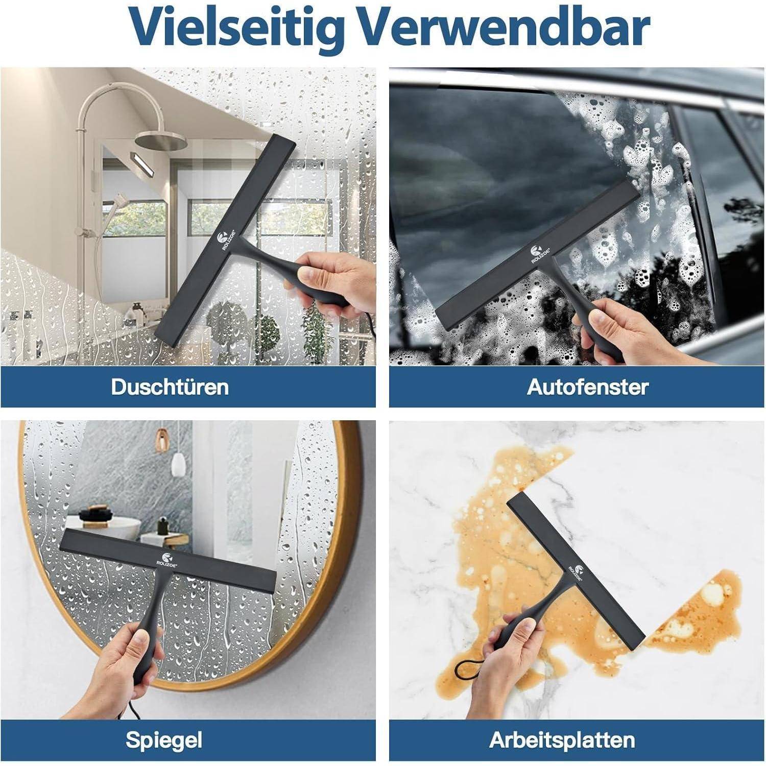 Duschabzieher Silikon mit Halterung 27.9cm Anti-Rost Abzieher Dusche