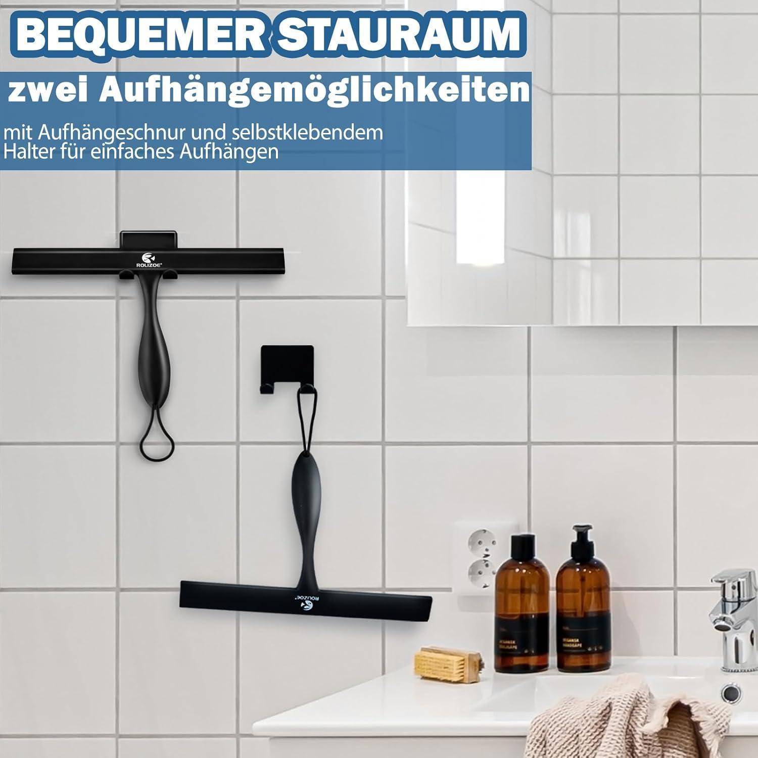 Duschabzieher Silikon mit Halterung 27.9cm Anti-Rost Abzieher Dusche