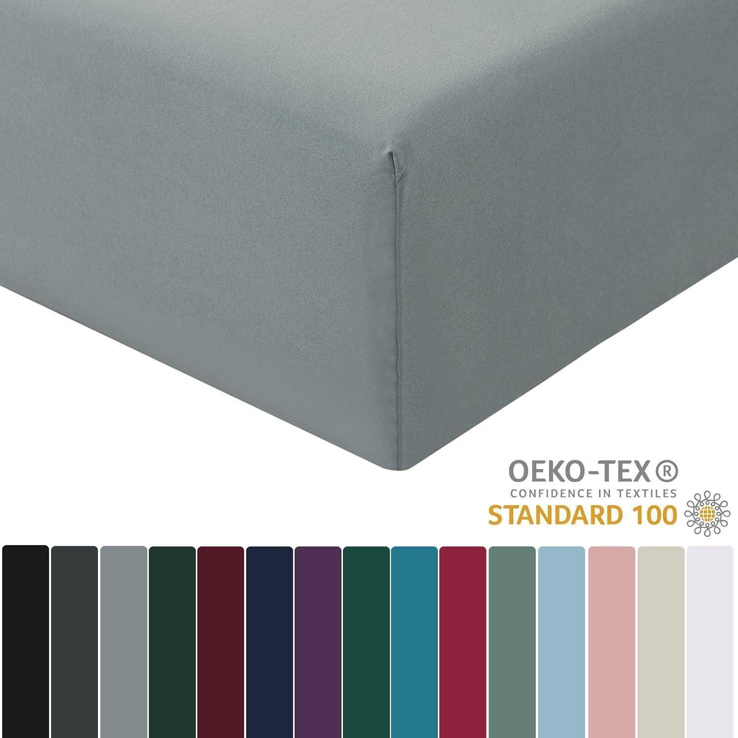Spannbettlaken 140x200cm Grau Mikrofaser OekoTex 140x200 01 Hellgrau