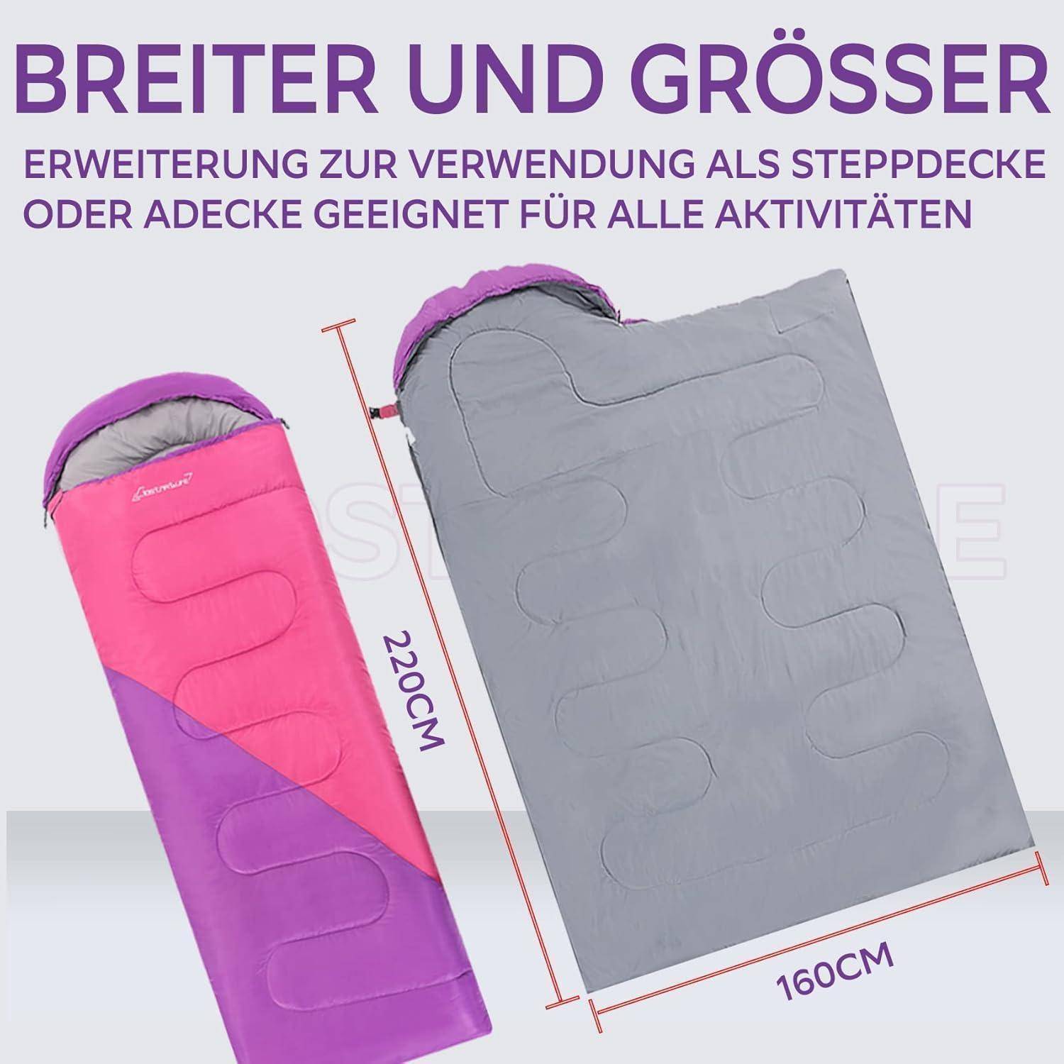 Schlafsack Camping Outdoor Reißverschluss Packmaß Schwarz 1.3 KG
